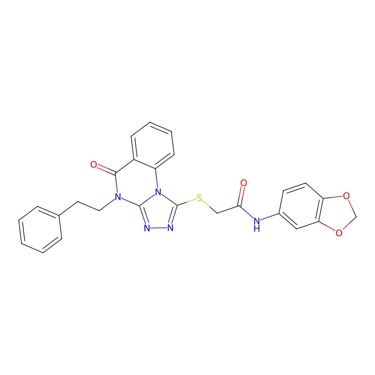 N-(benzo[d][1,3]dioxol-5-yl)-2-((5-oxo-4-phenethyl-4,5-dihydro-[1,2,4]triazolo[4,3-a]quinazolin-1-yl)thio)acetamide molecular structure, CAS 1110980-52-3