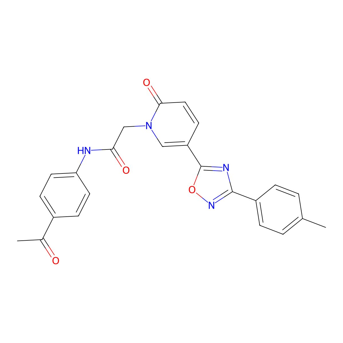 N-(4-acetylphenyl)-2-(2-oxo-5-(3-(p-tolyl)-1,2,4-oxadiazol-5-yl)pyridin-1(2H)-yl)acetamide molecular structure, CAS 1110981-17-3
