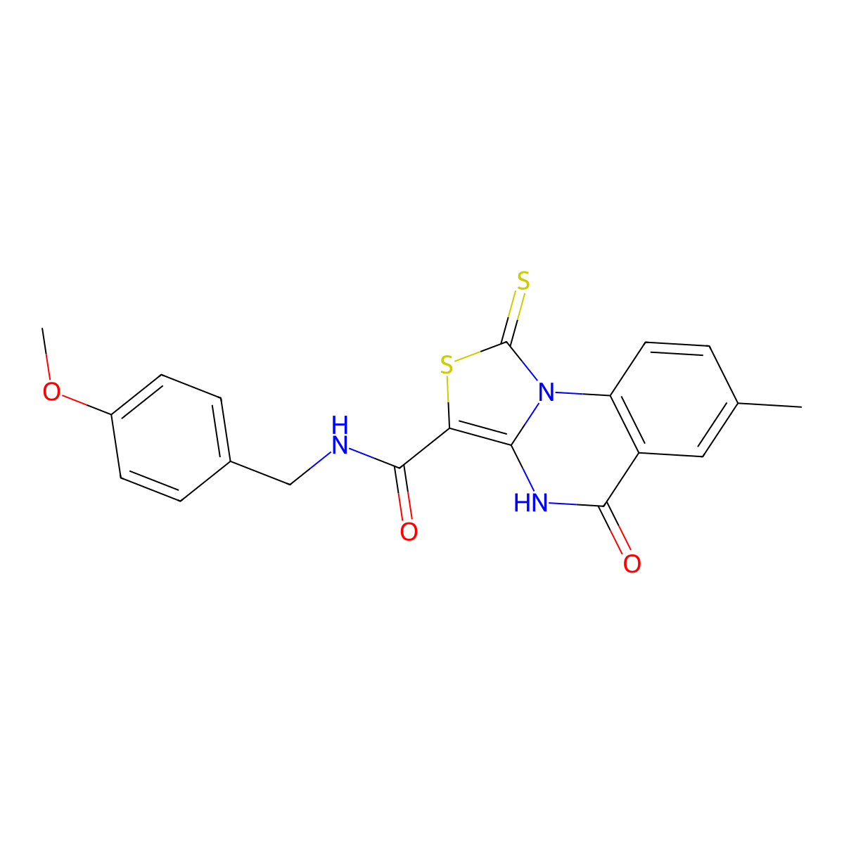 N-(4-methoxybenzyl)-7-methyl-5-oxo-1-thioxo-4,5-dihydro-1H-thiazolo[3,4-a]quinazoline-3-carboxamide molecular structure, CAS 1110986-73-6
