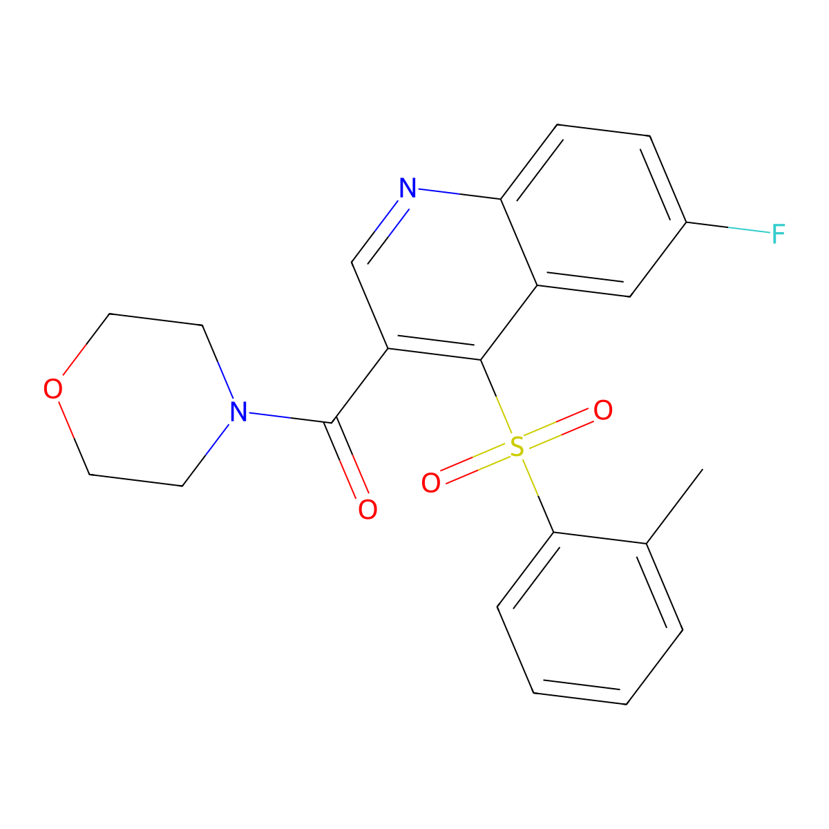 (6-Fluoro-4-(o-tolylsulfonyl)quinolin-3-yl)(morpholino)methanone molecular structure, CAS 1110989-26-8