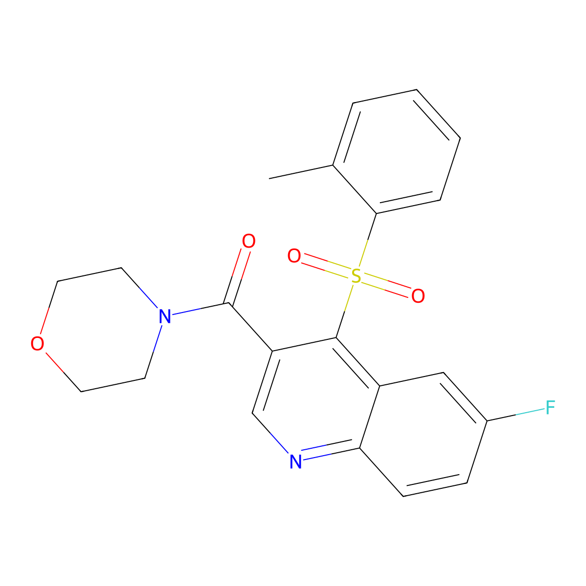 (6-Fluoro-4-(o-tolylsulfonyl)quinolin-3-yl)(morpholino)methanone molecular structure, CAS 1110989-26-8