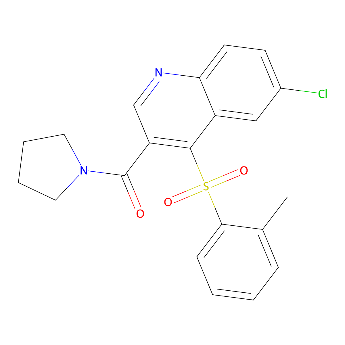 (6-Chloro-4-(o-tolylsulfonyl)quinolin-3-yl)(pyrrolidin-1-yl)methanone molecular structure, CAS 1110989-40-6