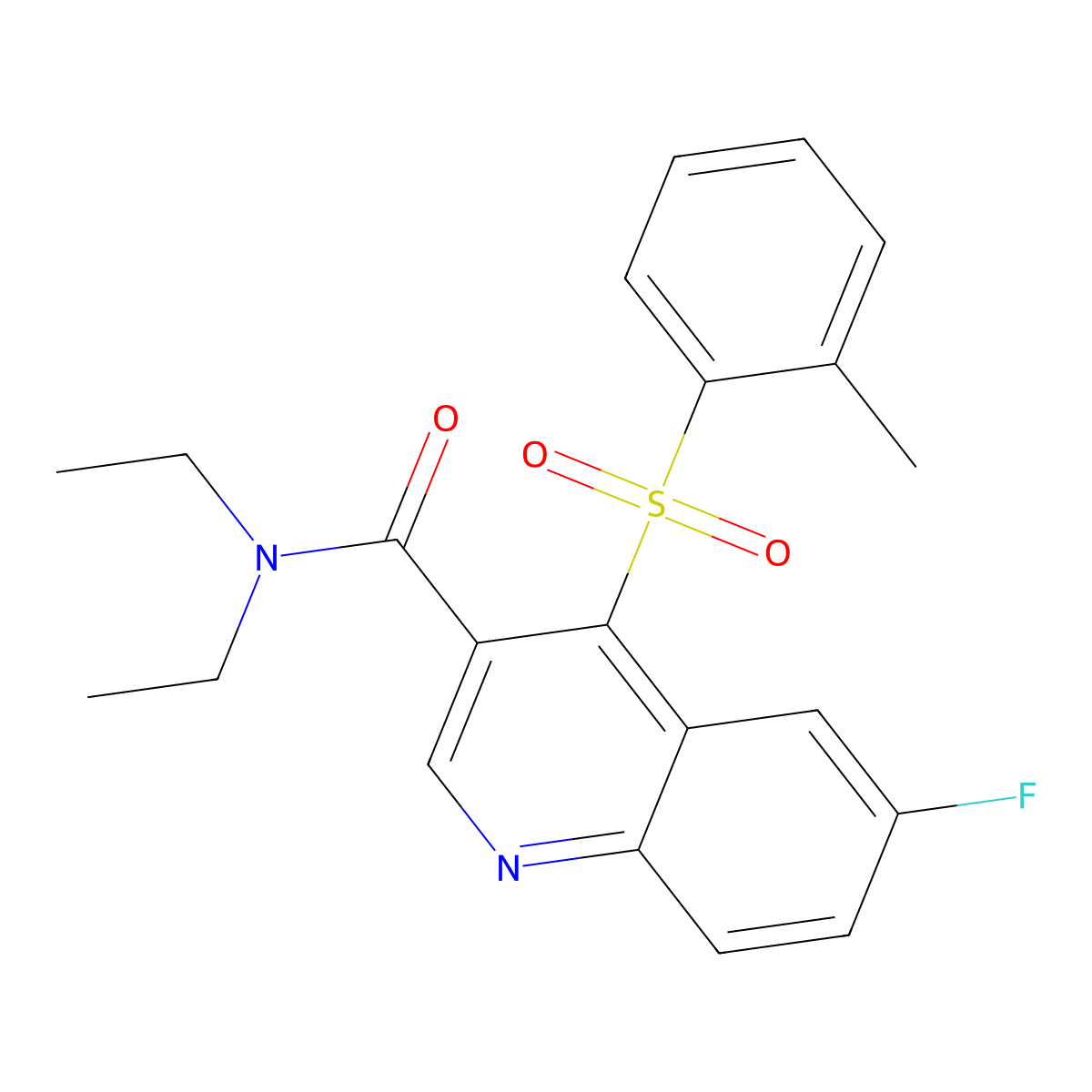 N,N-diethyl-6-fluoro-4-(o-tolylsulfonyl)quinoline-3-carboxamide molecular structure, CAS 1110990-01-6