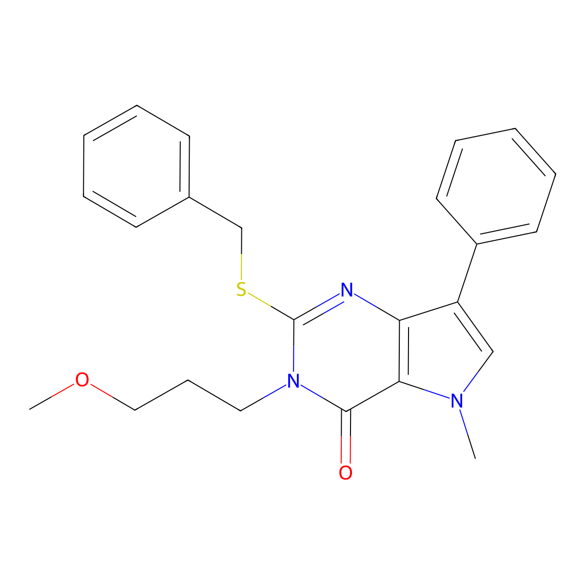 2-(benzylthio)-3-(3-methoxypropyl)-5-methyl-7-phenyl-3H-pyrrolo[3,2-d]pyrimidin-4(5H)-one molecular structure, CAS 1110995-75-9