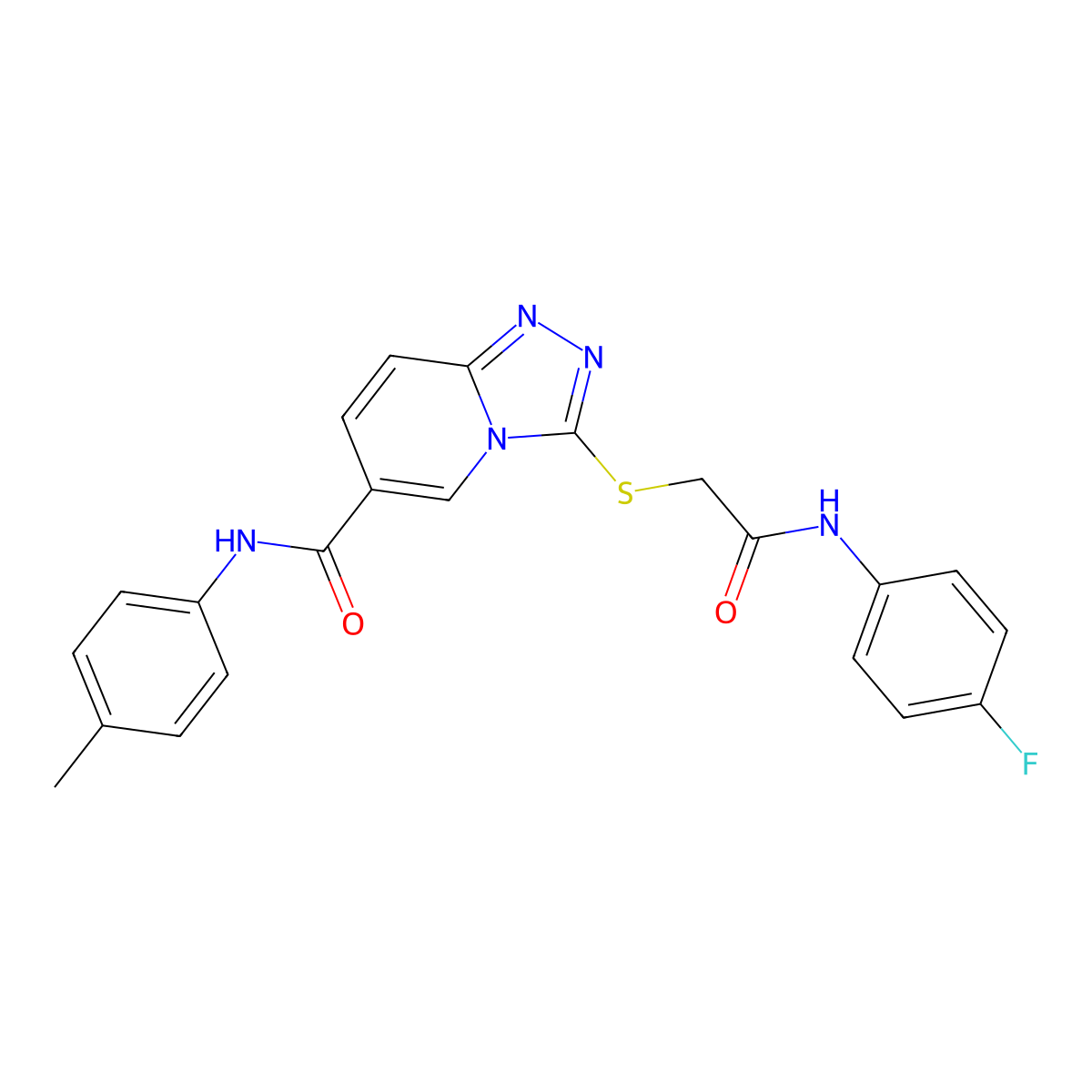 3-({[(4-fluorophenyl)carbamoyl]methyl}sulfanyl)-N-(4-methylphenyl)-[1,2,4]triazolo[4,3-a]pyridine-6-carboxamide molecular structure, CAS 1110996-21-8