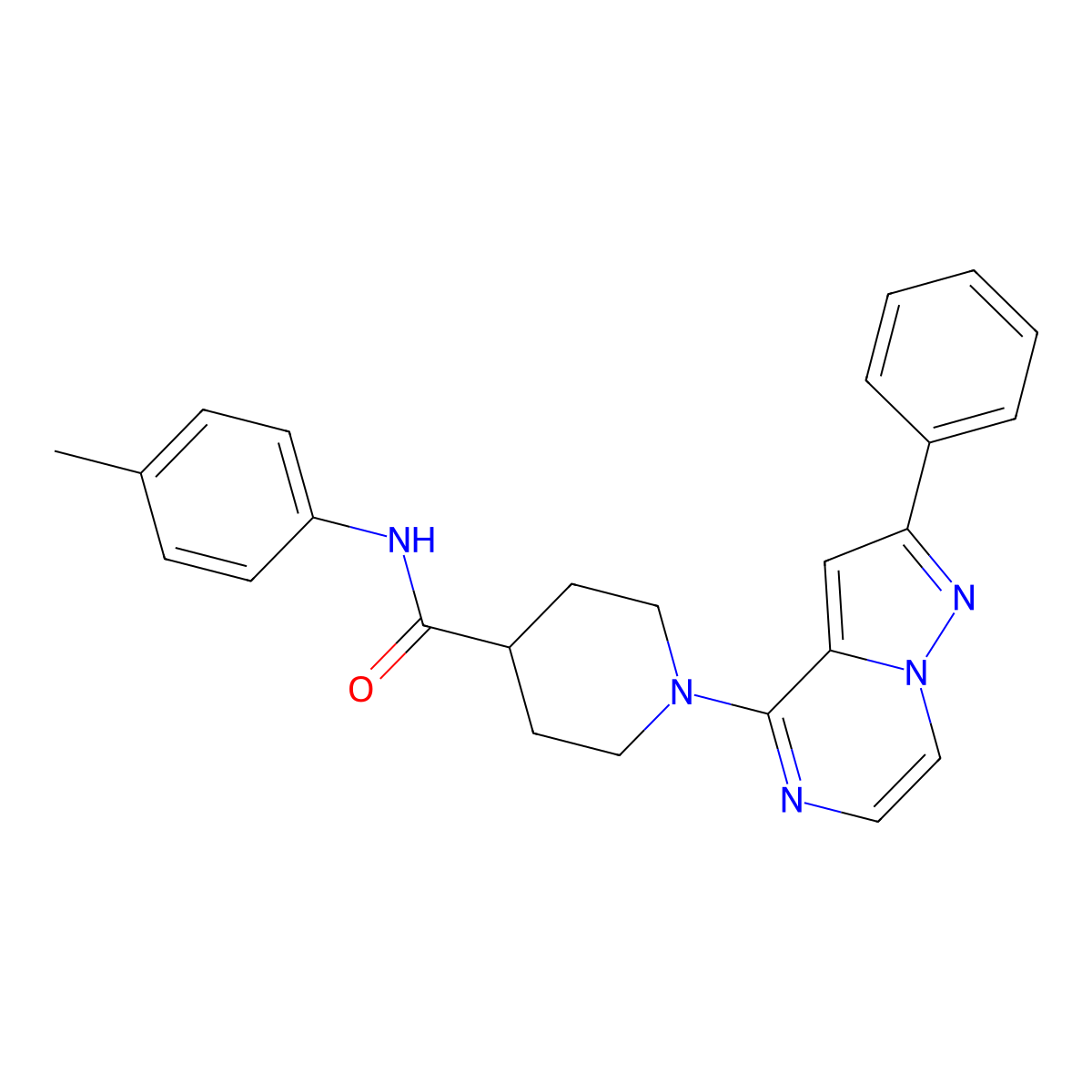 N-(4-methylphenyl)-1-{2-phenylpyrazolo[1,5-a]pyrazin-4-yl}piperidine-4-carboxamide molecular structure, CAS 1111000-10-2