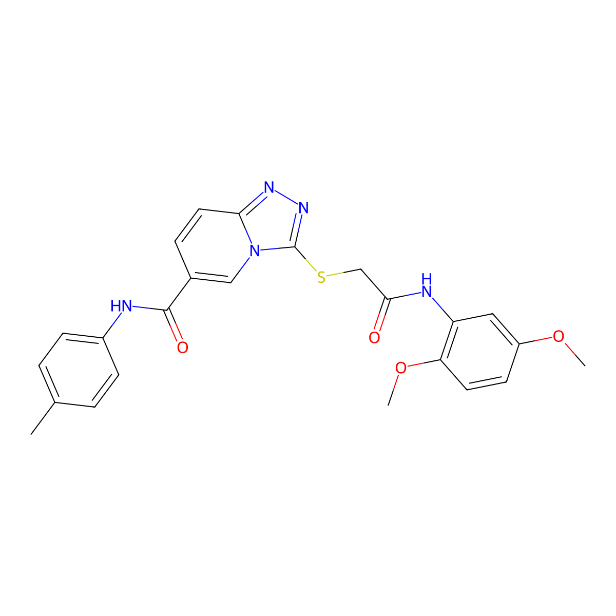 3-({[(2,5-dimethoxyphenyl)carbamoyl]methyl}sulfanyl)-N-(4-methylphenyl)-[1,2,4]triazolo[4,3-a]pyridine-6-carboxamide molecular structure, CAS 1111000-76-0