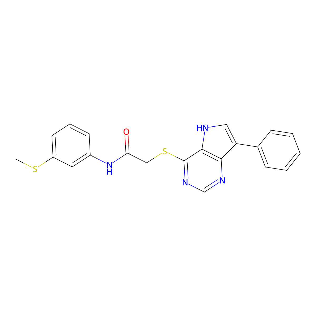 N-[3-(Methylsulfanyl)phenyl]-2-({7-phenyl-5H-pyrrolo[3,2-D]pyrimidin-4-YL}sulfanyl)acetamide molecular structure, CAS 1111002-04-0