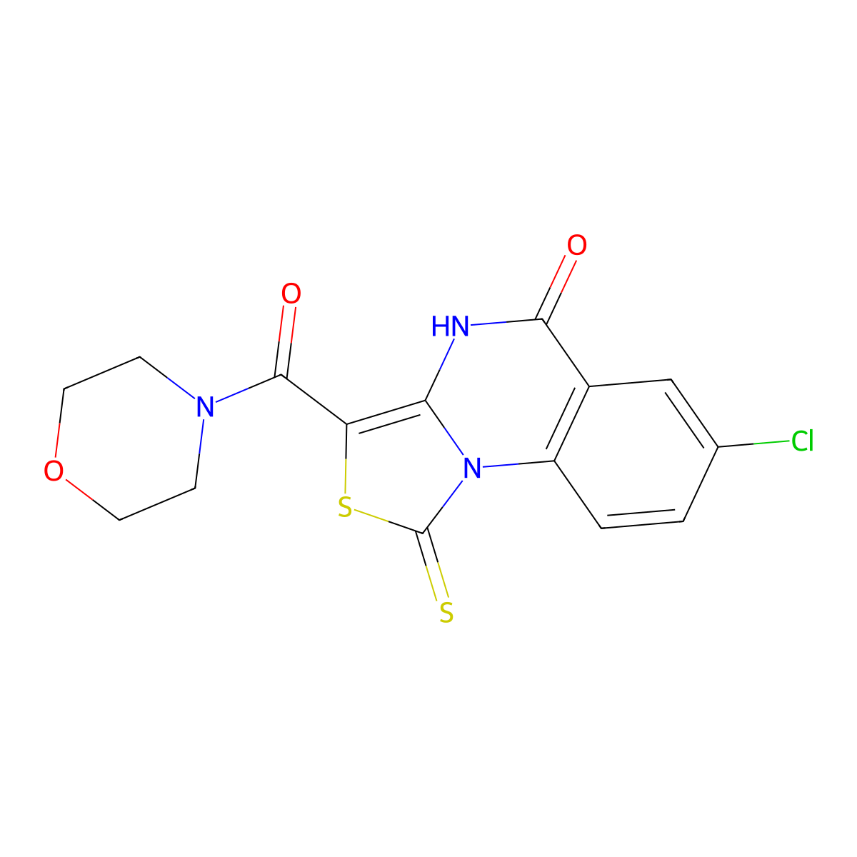 7-chloro-3-(morpholin-4-ylcarbonyl)-1-thioxo[1,3]thiazolo[3,4-a]quinazolin-5(4H)-one molecular structure, CAS 1111009-48-3
