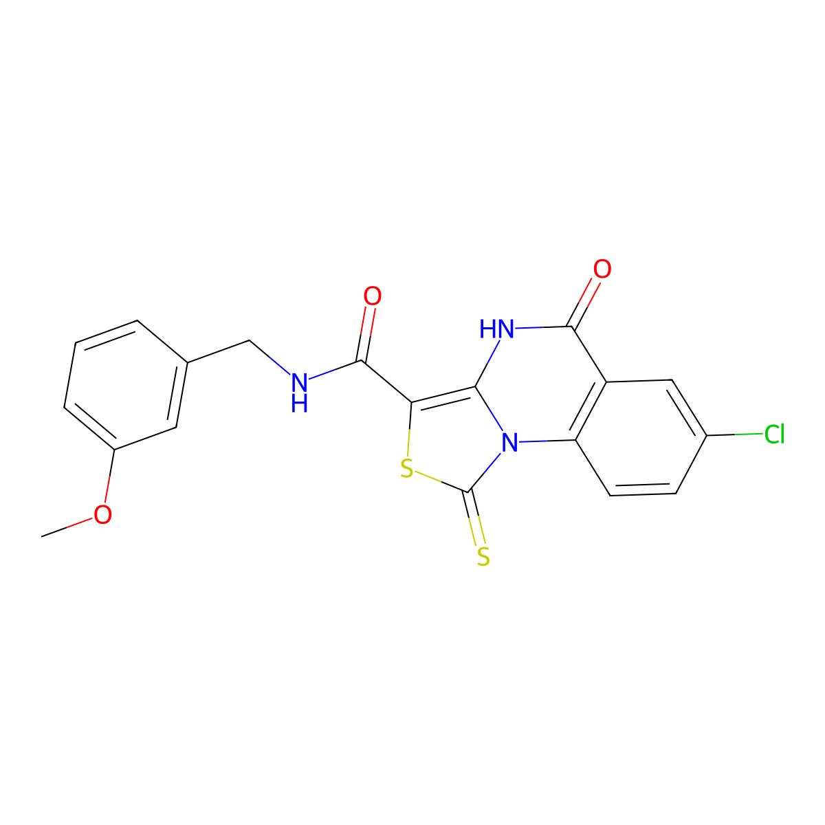 7-chloro-N-(3-methoxybenzyl)-5-oxo-1-thioxo-4,5-dihydro-1H-thiazolo[3,4-a]quinazoline-3-carboxamide molecular structure, CAS 1111009-73-4