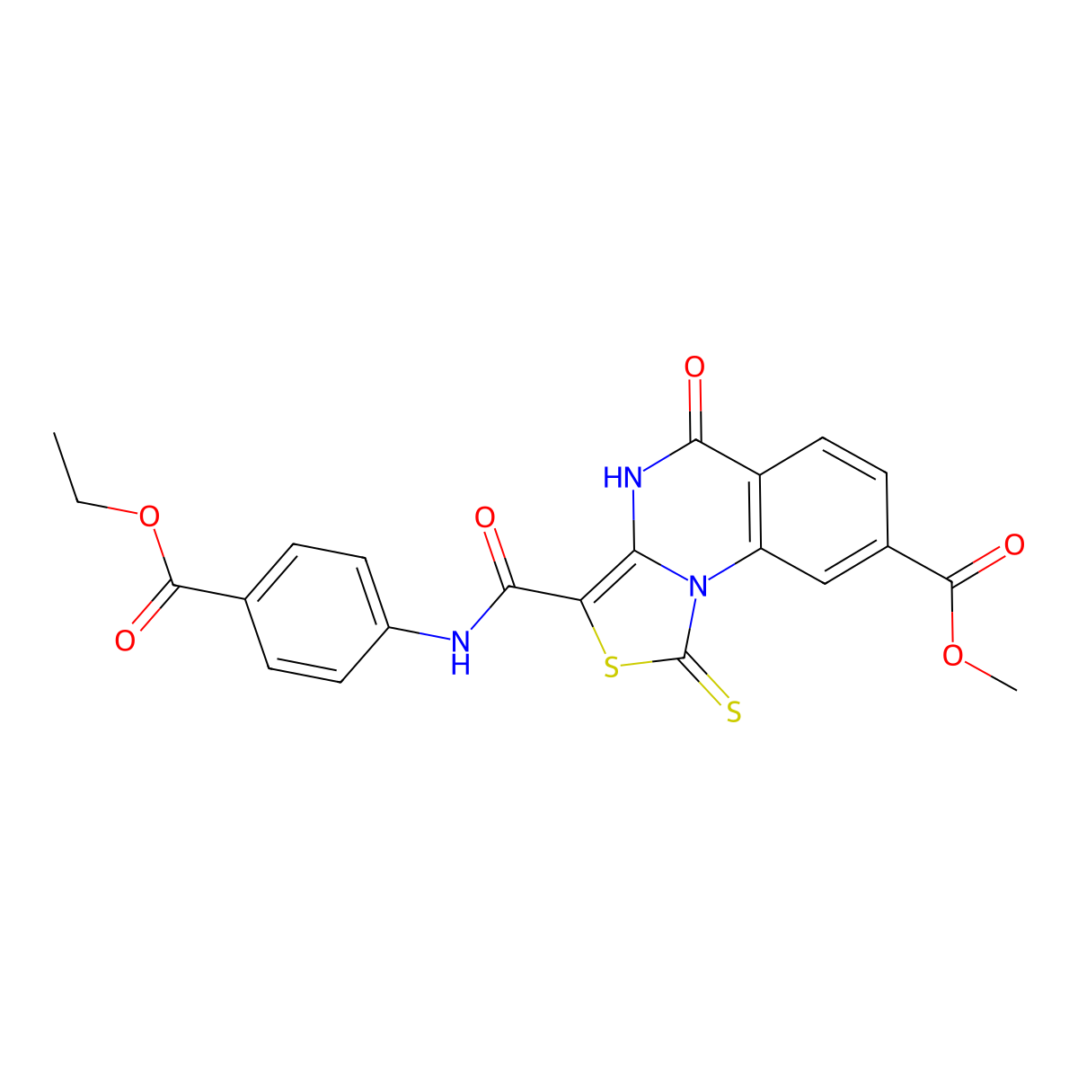 methyl 3-{[4-(ethoxycarbonyl)phenyl]carbamoyl}-5-oxo-1-sulfanylidene-1H,4H,5H-[1,3]thiazolo[3,4-a]quinazoline-8-carboxylate molecular structure, CAS 1111010-18-4