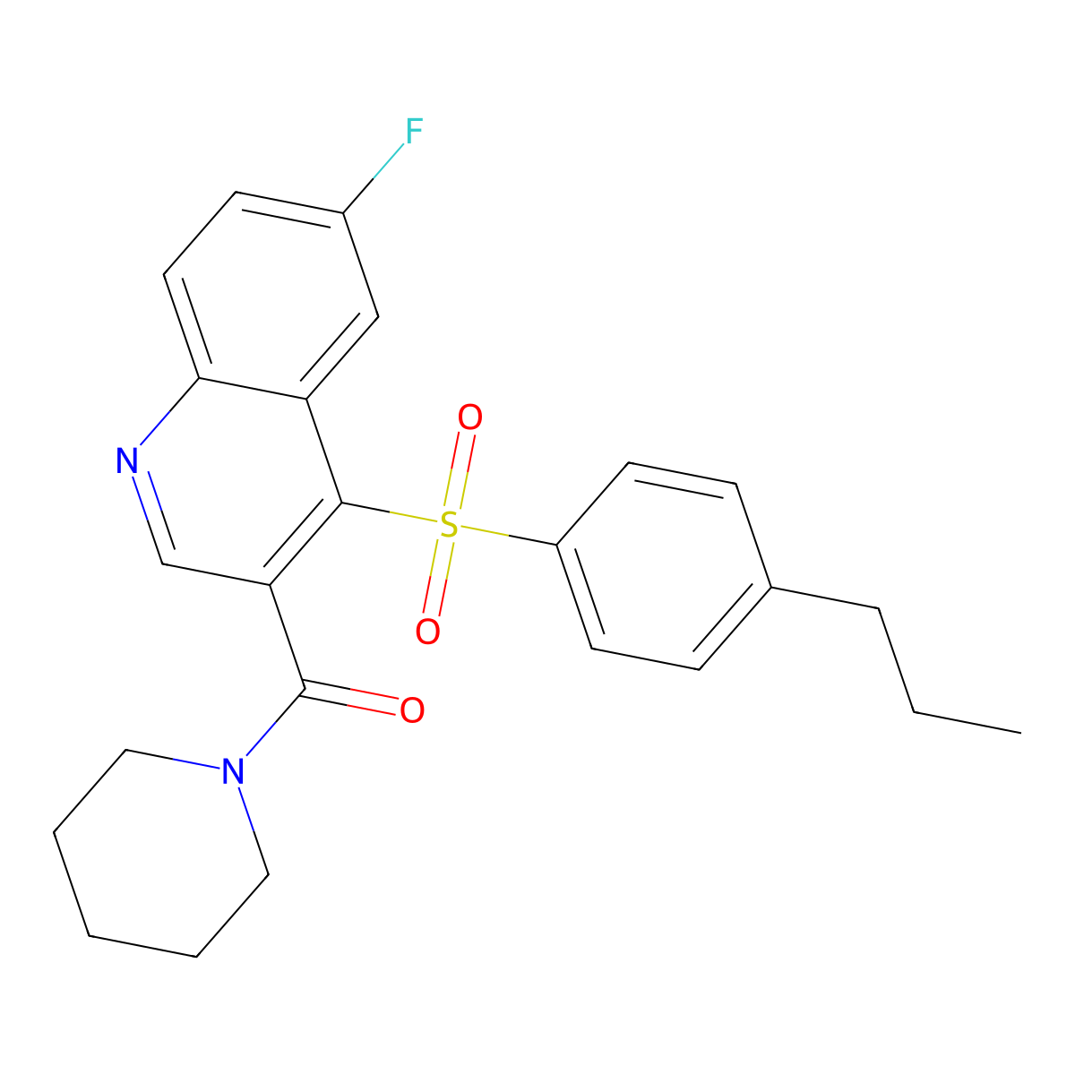 6-Fluoro-3-(piperidin-1-ylcarbonyl)-4-[(4-propylphenyl)sulfonyl]quinoline molecular structure, CAS 1111013-94-5