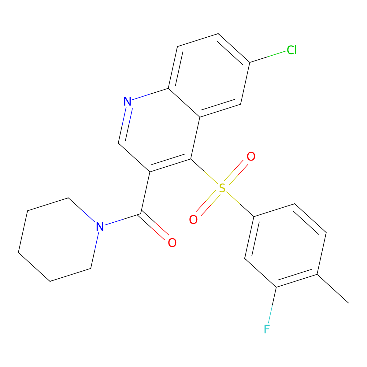 6-Chloro-4-[(3-fluoro-4-methylphenyl)sulfonyl]-3-(piperidin-1-ylcarbonyl)quinoline molecular structure, CAS 1111014-14-2