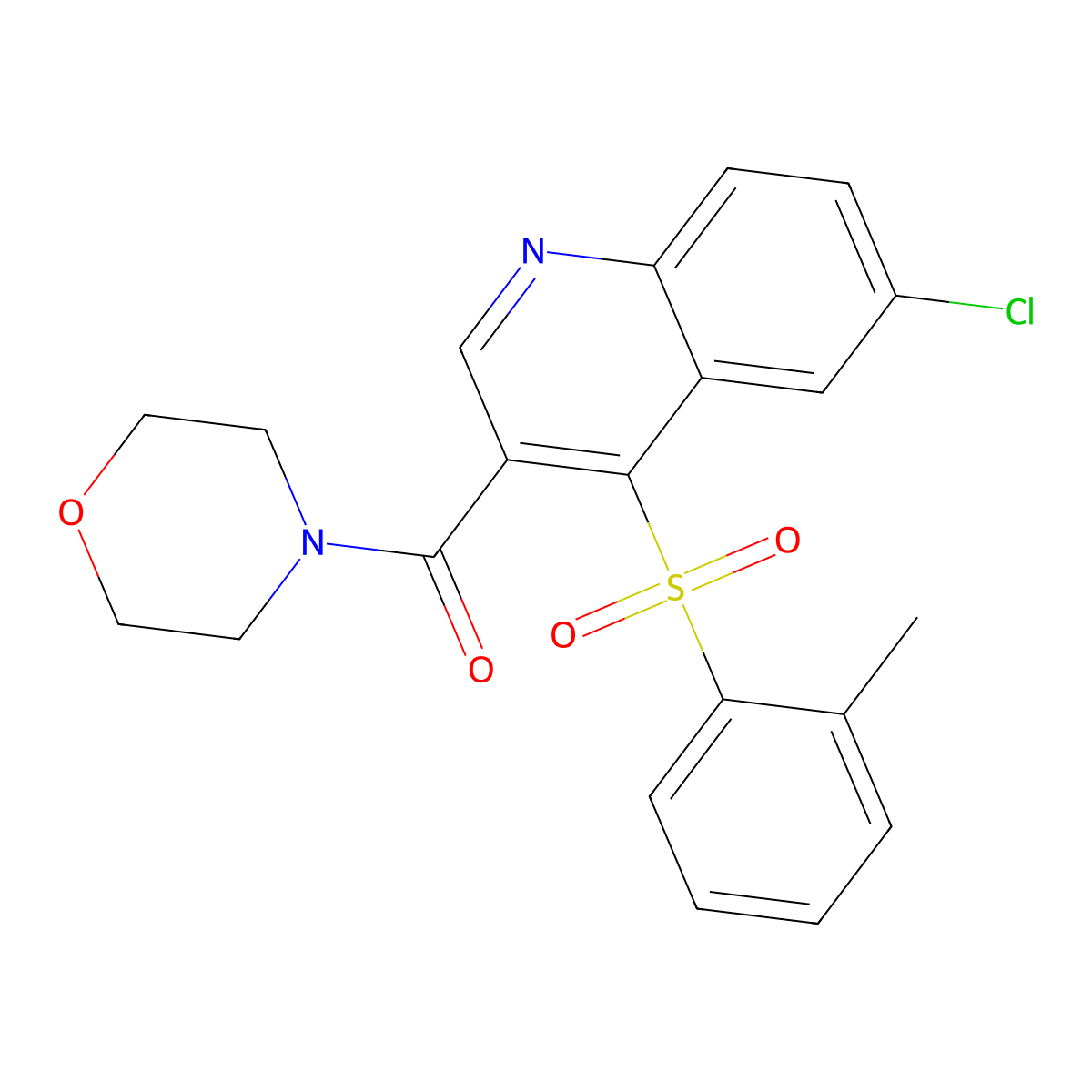 (6-Chloro-4-(o-tolylsulfonyl)quinolin-3-yl)(morpholino)methanone molecular structure, CAS 1111014-19-7