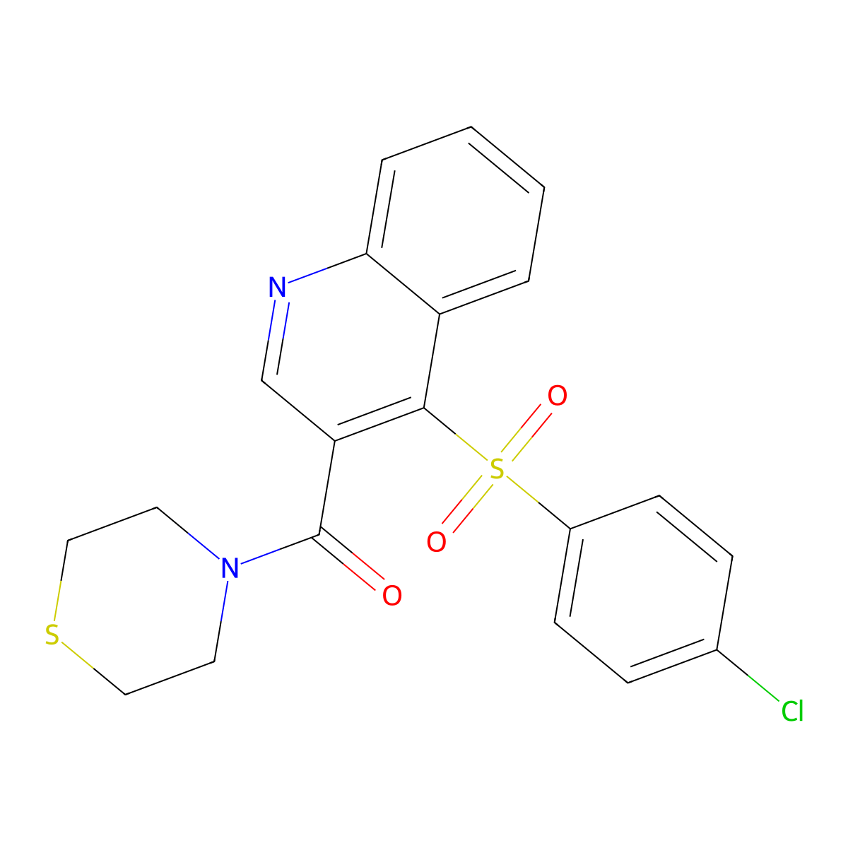 (4-((4-Chlorophenyl)sulfonyl)quinolin-3-yl)(thiomorpholino)methanone molecular structure, CAS 1111014-26-6