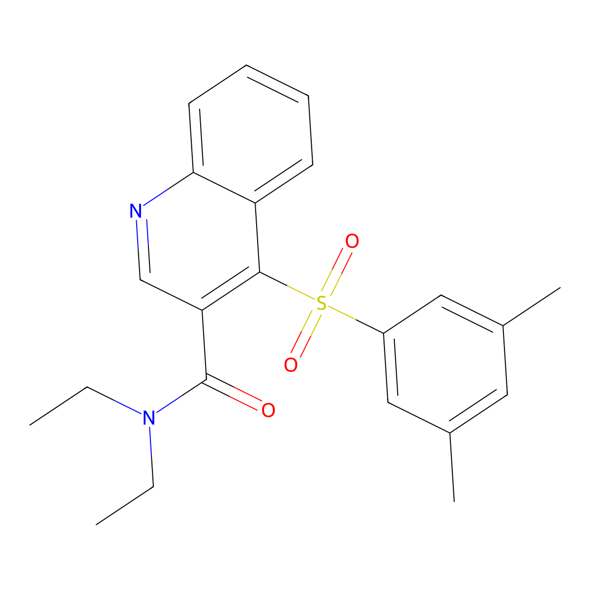 4-((3,5-dimethylphenyl)sulfonyl)-N,N-diethylquinoline-3-carboxamide molecular structure, CAS 1111014-34-6