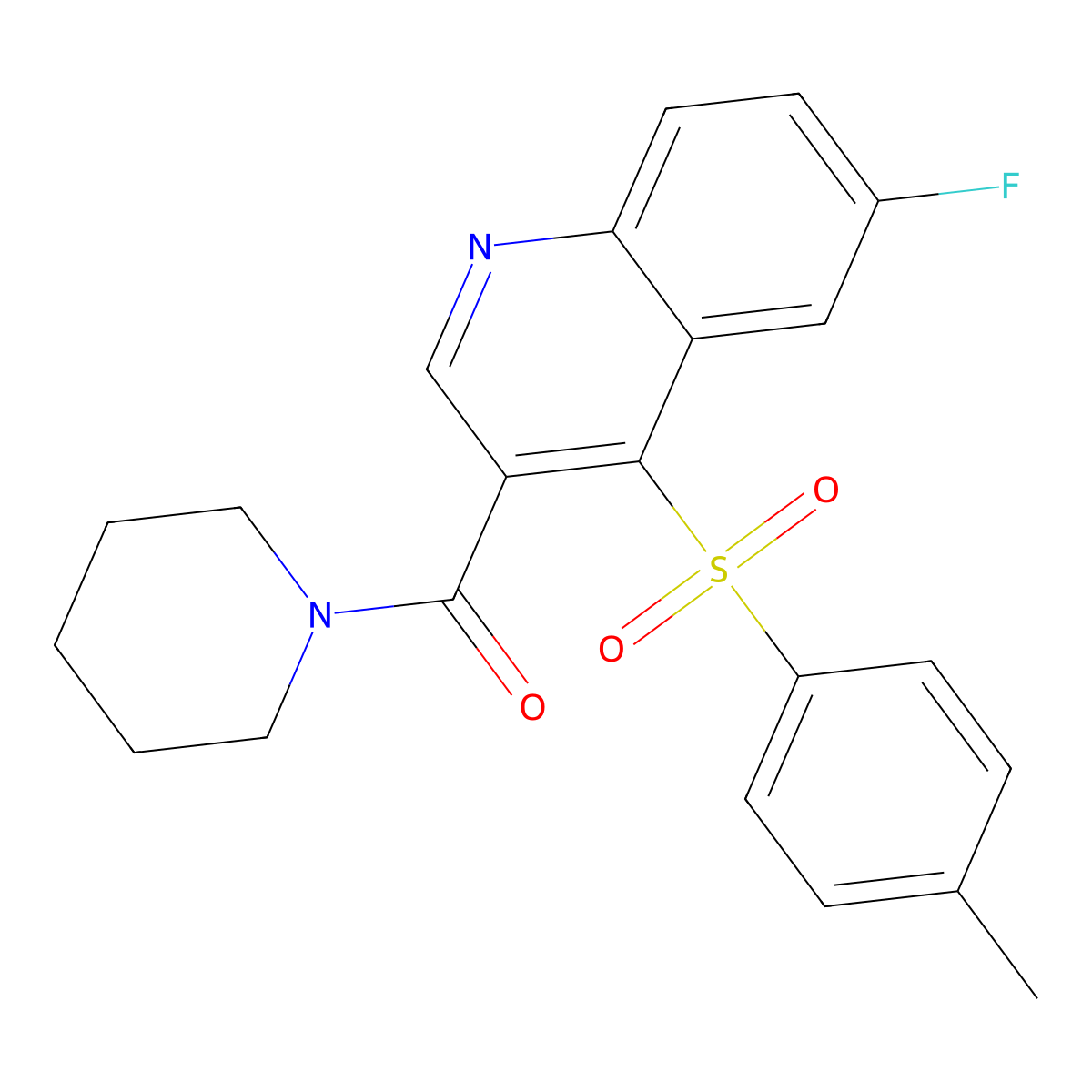 (6-Fluoro-4-tosylquinolin-3-yl)(piperidin-1-yl)methanone molecular structure, CAS 1111014-51-7