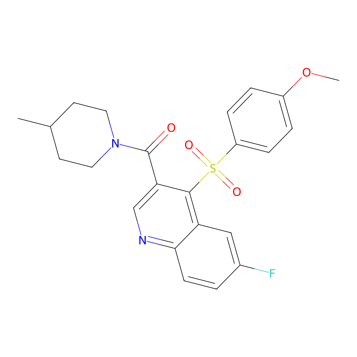 6-Fluoro-4-(4-methoxybenzenesulfonyl)-3-(4-methylpiperidine-1-carbonyl)quinoline molecular structure, CAS 1111014-85-7