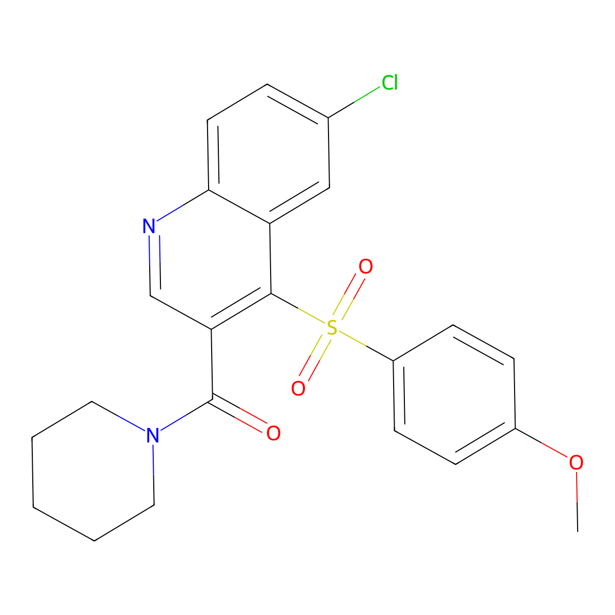 6-Chloro-4-[(4-methoxyphenyl)sulfonyl]-3-(piperidin-1-ylcarbonyl)quinoline molecular structure, CAS 1111015-09-8