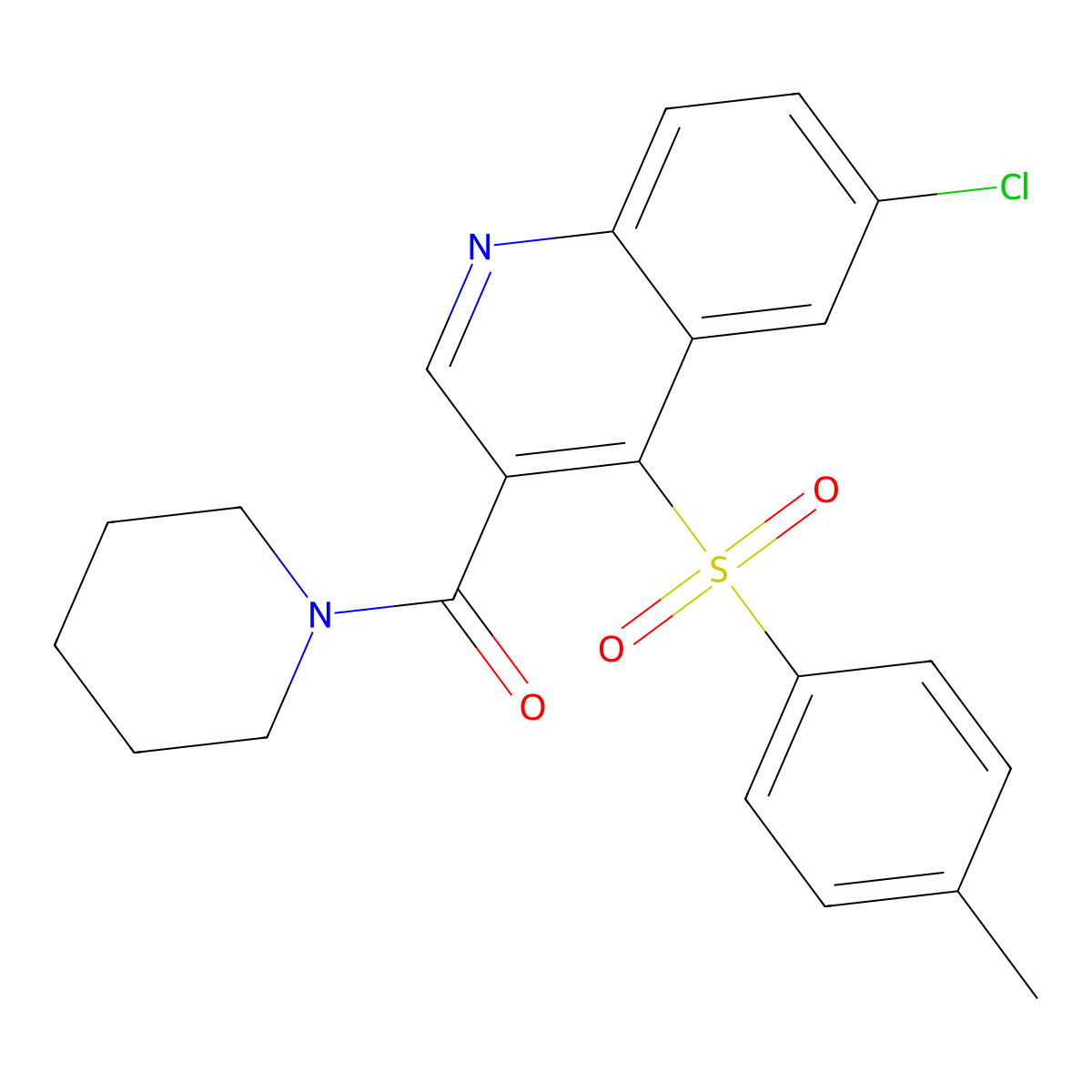 (6-Chloro-4-tosylquinolin-3-yl)(piperidin-1-yl)methanone molecular structure, CAS 1111015-15-6