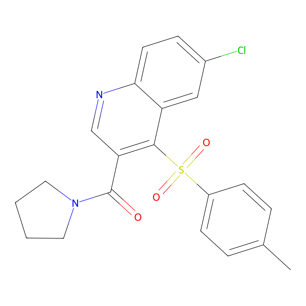 (6-Chloro-4-tosylquinolin-3-yl)(pyrrolidin-1-yl)methanone molecular structure, CAS 1111015-65-6