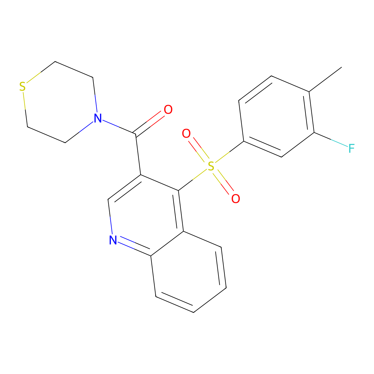 (4-((3-Fluoro-4-methylphenyl)sulfonyl)quinolin-3-yl)(thiomorpholino)methanone molecular structure, CAS 1111016-19-3