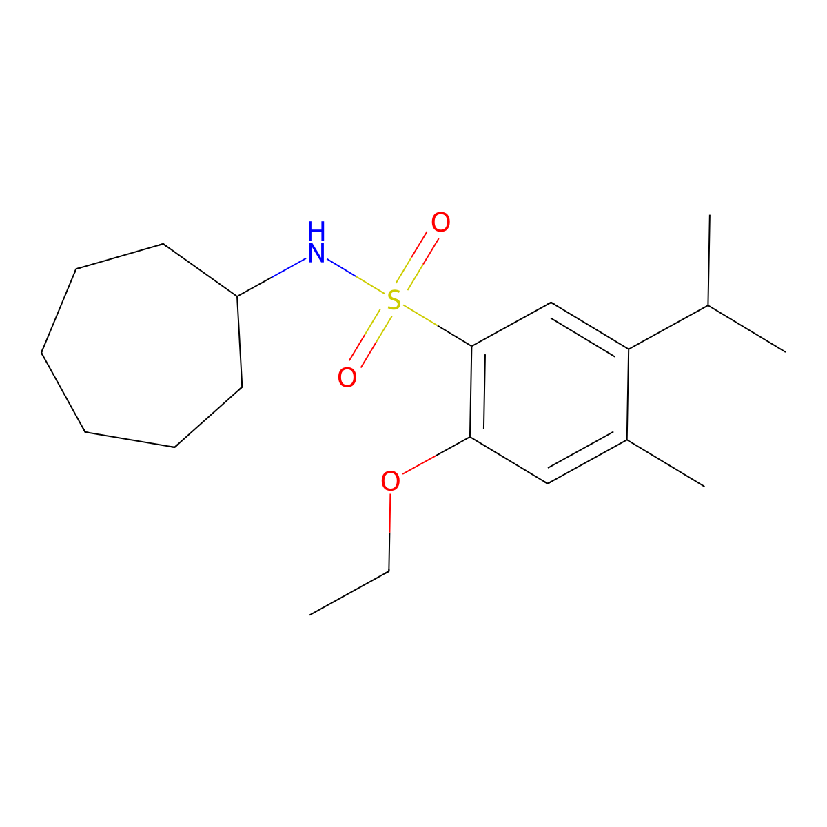 Cycloheptyl{[2-ethoxy-4-methyl-5-(methylethyl)phenyl]sulfonyl}amine molecular structure, CAS 1111016-56-8