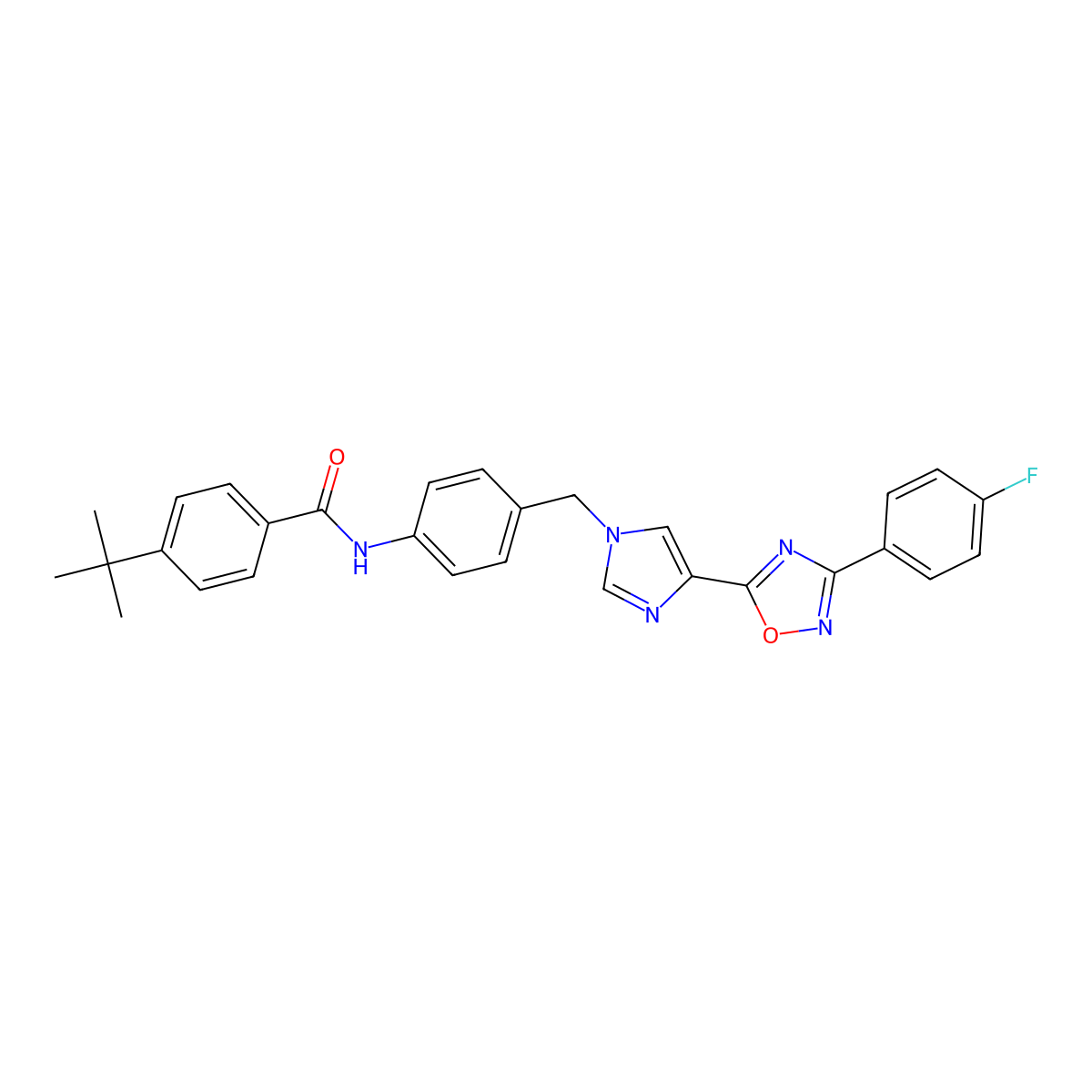 4-tert-butyl-N-[4-({4-[3-(4-fluorophenyl)-1,2,4-oxadiazol-5-yl]-1H-imidazol-1-yl}methyl)phenyl]benzamide molecular structure, CAS 1111016-61-5