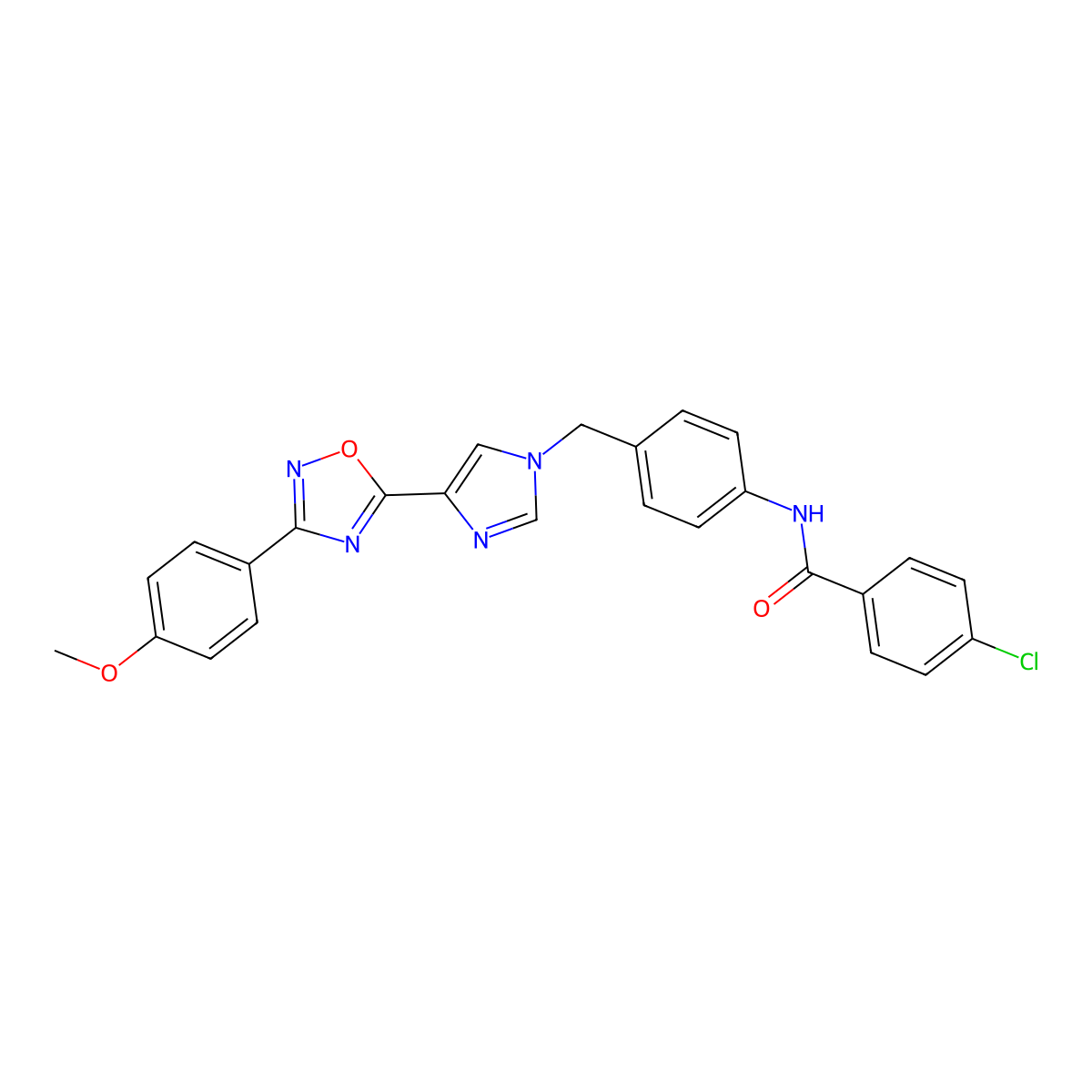 4-chloro-N-[4-({4-[3-(4-methoxyphenyl)-1,2,4-oxadiazol-5-yl]-1H-imidazol-1-yl}methyl)phenyl]benzamide molecular structure, CAS 1111016-87-5