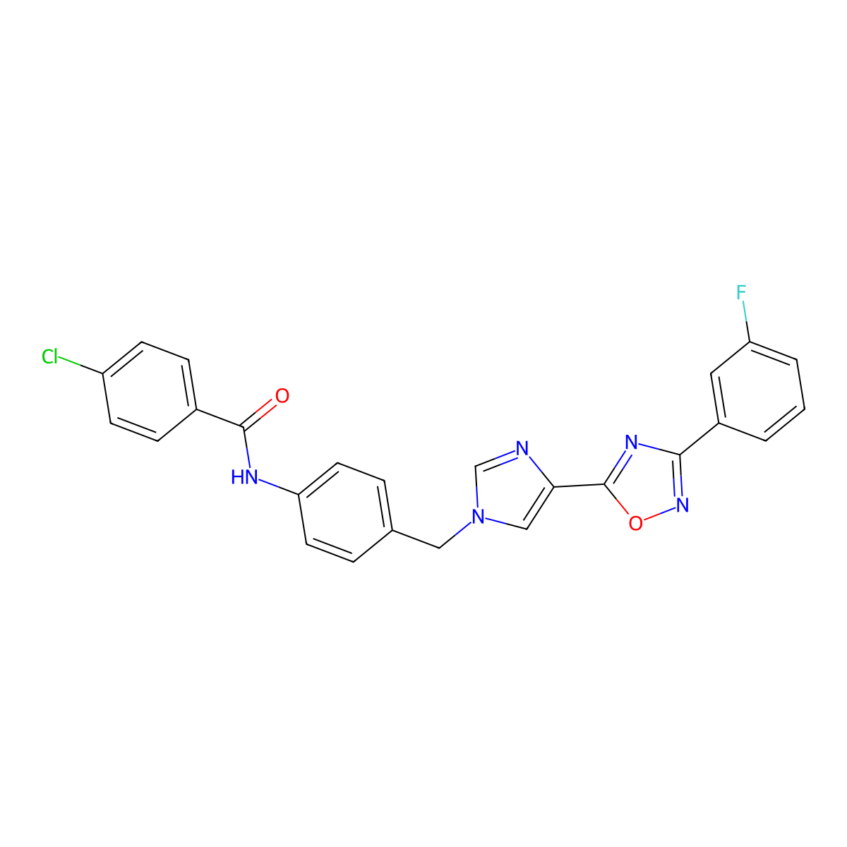 4-chloro-N-[4-({4-[3-(3-fluorophenyl)-1,2,4-oxadiazol-5-yl]-1H-imidazol-1-yl}methyl)phenyl]benzamide molecular structure, CAS 1111016-94-4