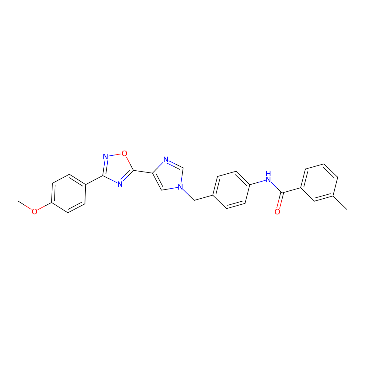 N-[4-({4-[3-(4-methoxyphenyl)-1,2,4-oxadiazol-5-yl]-1H-imidazol-1-yl}methyl)phenyl]-3-methylbenzamide molecular structure, CAS 1111017-08-3
