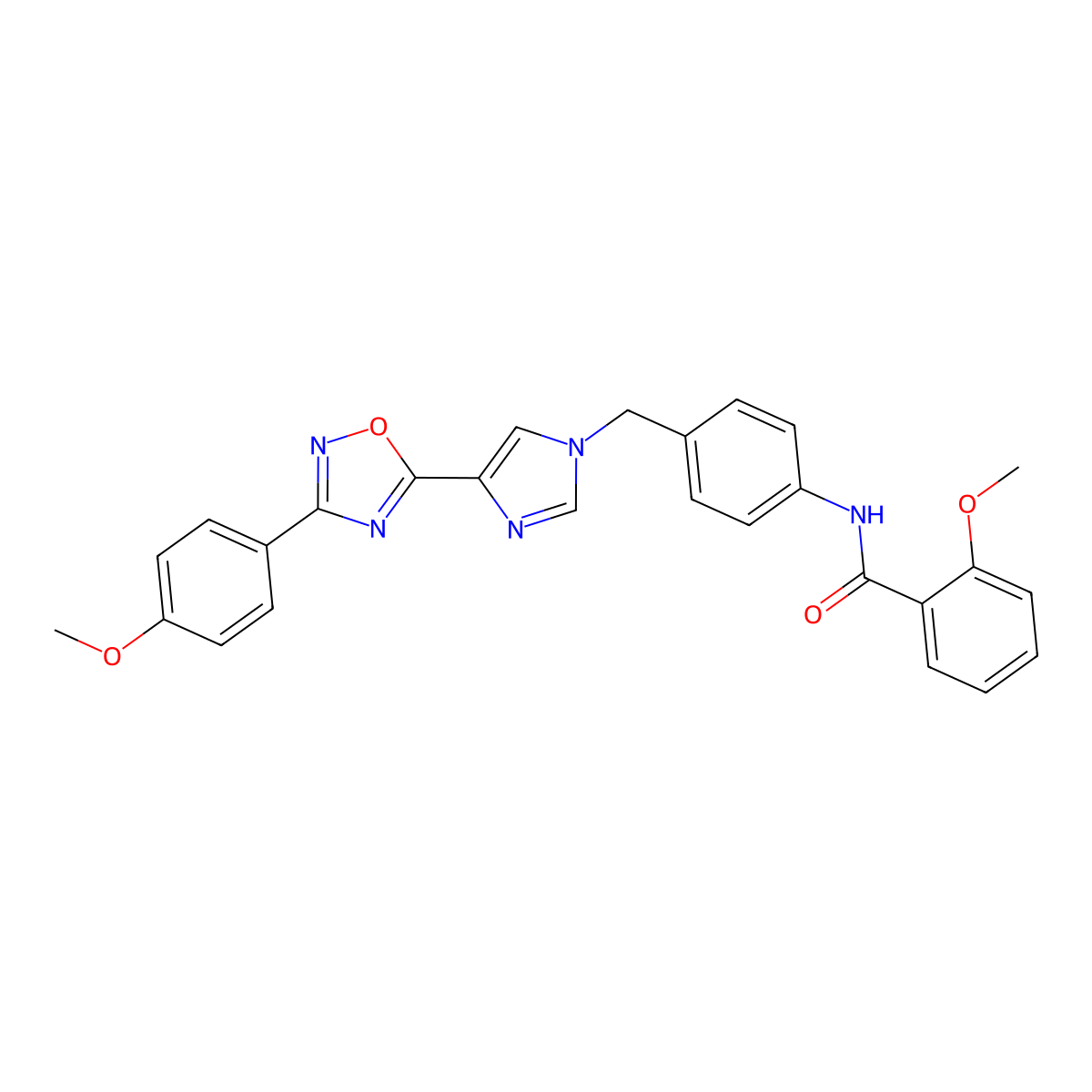 2-methoxy-N-[4-({4-[3-(4-methoxyphenyl)-1,2,4-oxadiazol-5-yl]-1H-imidazol-1-yl}methyl)phenyl]benzamide molecular structure, CAS 1111017-67-4