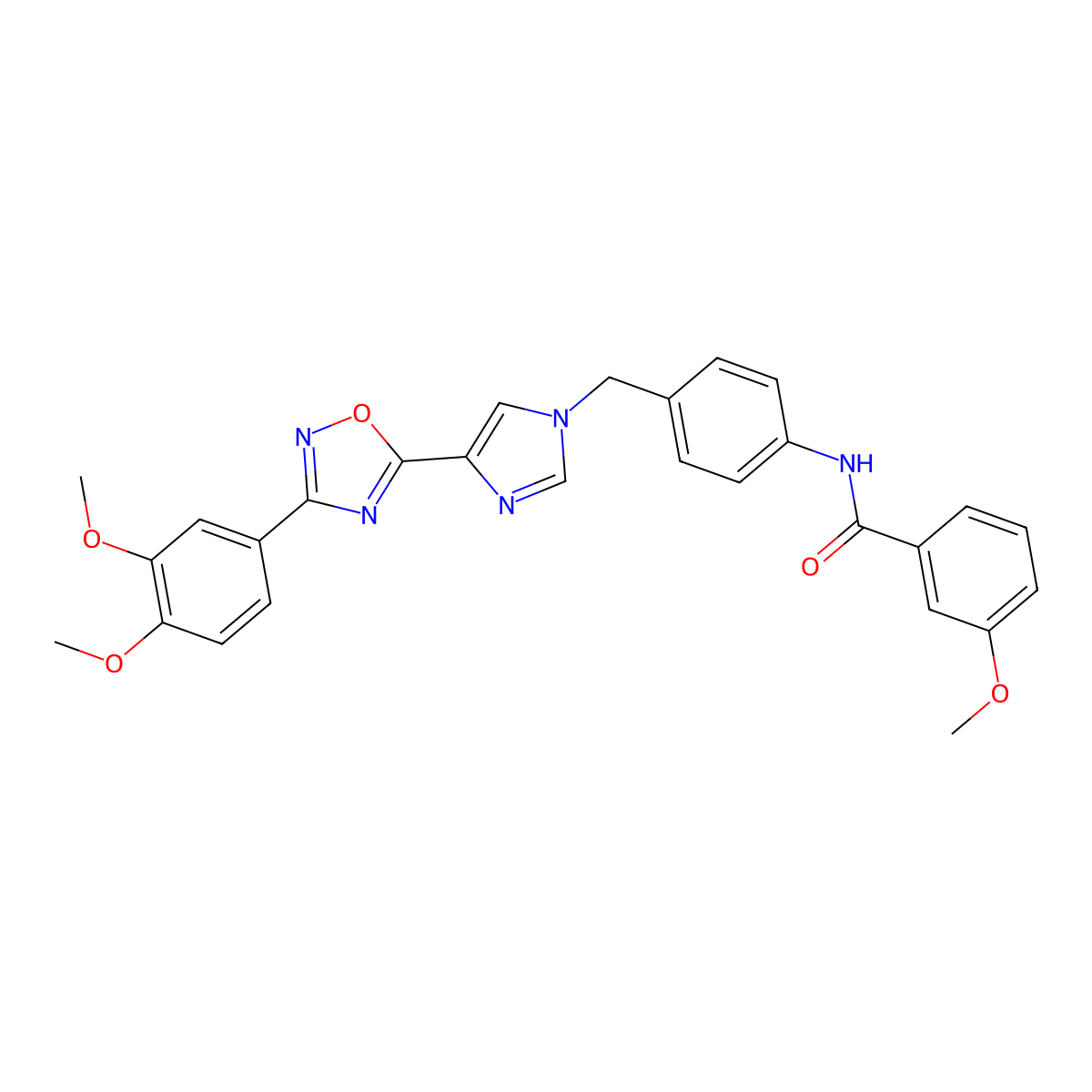 N-[4-({4-[3-(3,4-dimethoxyphenyl)-1,2,4-oxadiazol-5-yl]-1H-imidazol-1-yl}methyl)phenyl]-3-methoxybenzamide molecular structure, CAS 1111017-79-8