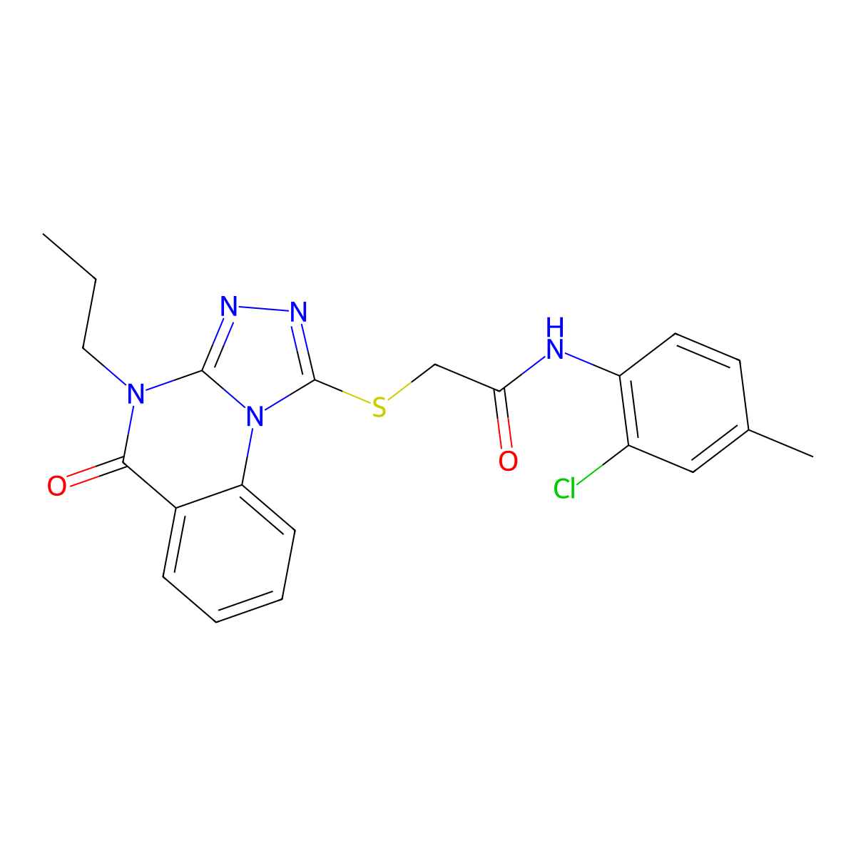 N-(2-chloro-4-methylphenyl)-2-({5-oxo-4-propyl-4H,5H-[1,2,4]triazolo[4,3-a]quinazolin-1-yl}sulfanyl)acetamide molecular structure, CAS 1111019-74-9