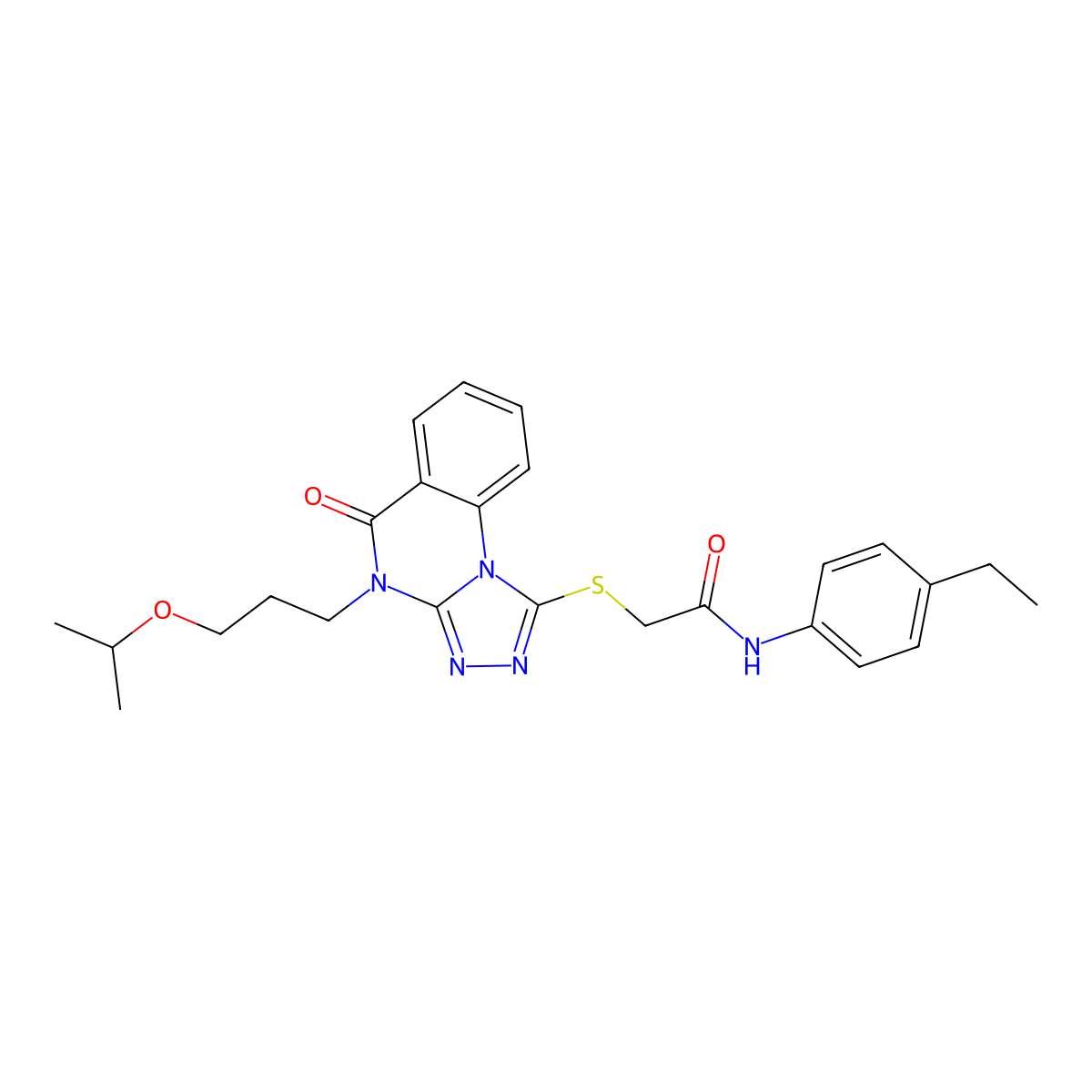 N-(4-ethylphenyl)-2-((4-(3-isopropoxypropyl)-5-oxo-4,5-dihydro-[1,2,4]triazolo[4,3-a]quinazolin-1-yl)thio)acetamide molecular structure, CAS 1111020-14-4