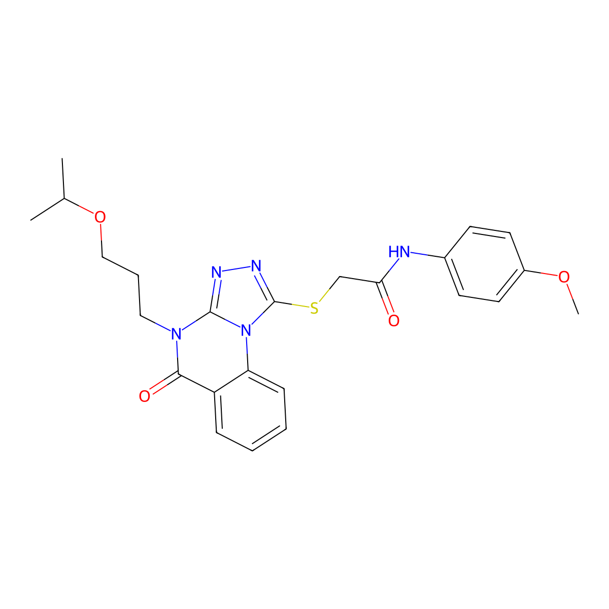 N-(4-methoxyphenyl)-2-({5-oxo-4-[3-(propan-2-yloxy)propyl]-4H,5H-[1,2,4]triazolo[4,3-a]quinazolin-1-yl}sulfanyl)acetamide molecular structure, CAS 1111020-18-8