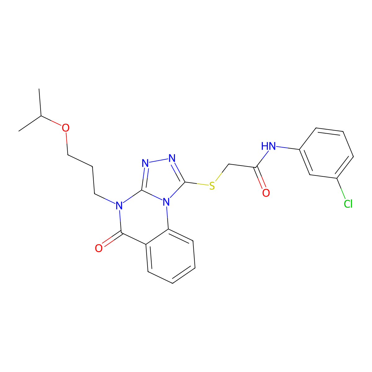 N-(3-chlorophenyl)-2-({5-oxo-4-[3-(propan-2-yloxy)propyl]-4H,5H-[1,2,4]triazolo[4,3-a]quinazolin-1-yl}sulfanyl)acetamide molecular structure, CAS 1111020-22-4