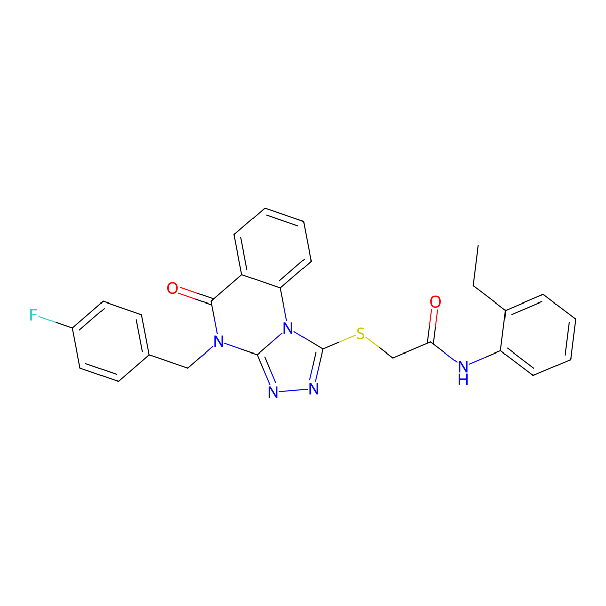 N-(2-ethylphenyl)-2-((4-(4-fluorobenzyl)-5-oxo-4,5-dihydro-[1,2,4]triazolo[4,3-a]quinazolin-1-yl)thio)acetamide molecular structure, CAS 1111020-46-2
