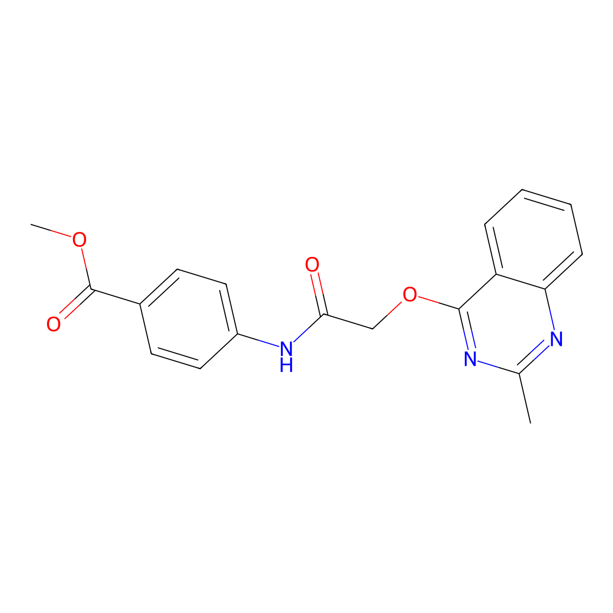 Methyl 4-(2-((2-methylquinazolin-4-yl)oxy)acetamido)benzoate molecular structure, CAS 1111020-55-3