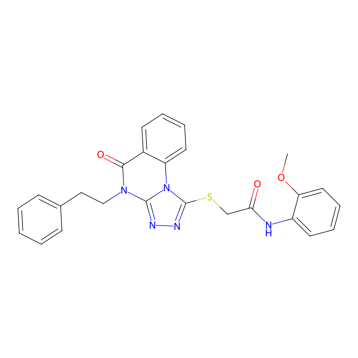 N-(2-methoxyphenyl)-2-((5-oxo-4-phenethyl-4,5-dihydro-[1,2,4]triazolo[4,3-a]quinazolin-1-yl)thio)acetamide molecular structure, CAS 1111020-64-4