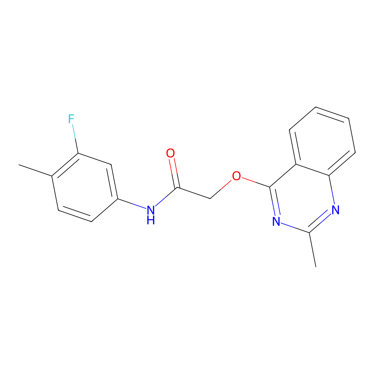 N-(3-fluoro-4-methylphenyl)-2-[(2-methylquinazolin-4-yl)oxy]acetamide molecular structure, CAS 1111020-65-5