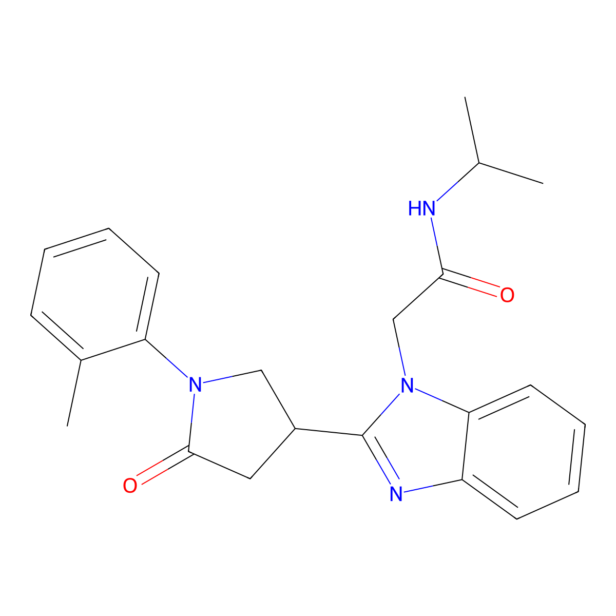 2-{2-[1-(2-methylphenyl)-5-oxopyrrolidin-3-yl]-1H-1,3-benzodiazol-1-yl}-N-(propan-2-yl)acetamide molecular structure, CAS 1111020-73-5