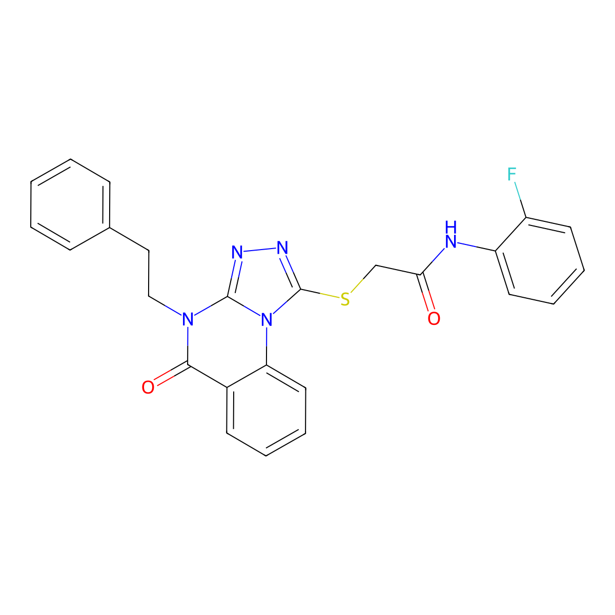 N-(2-fluorophenyl)-2-((5-oxo-4-phenethyl-4,5-dihydro-[1,2,4]triazolo[4,3-a]quinazolin-1-yl)thio)acetamide molecular structure, CAS 1111020-78-0