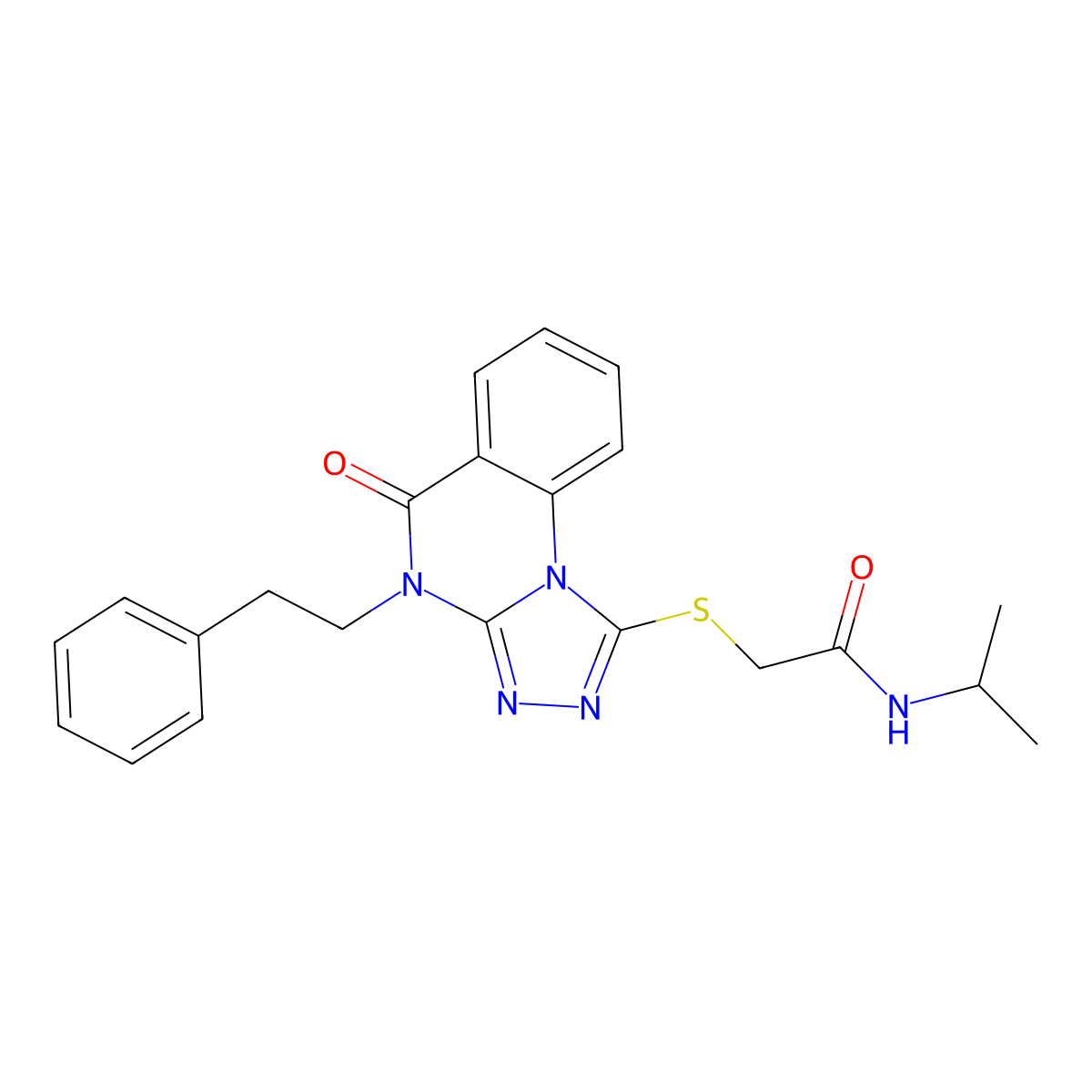 N-isopropyl-2-((5-oxo-4-phenethyl-4,5-dihydro-[1,2,4]triazolo[4,3-a]quinazolin-1-yl)thio)acetamide molecular structure, CAS 1111020-82-6