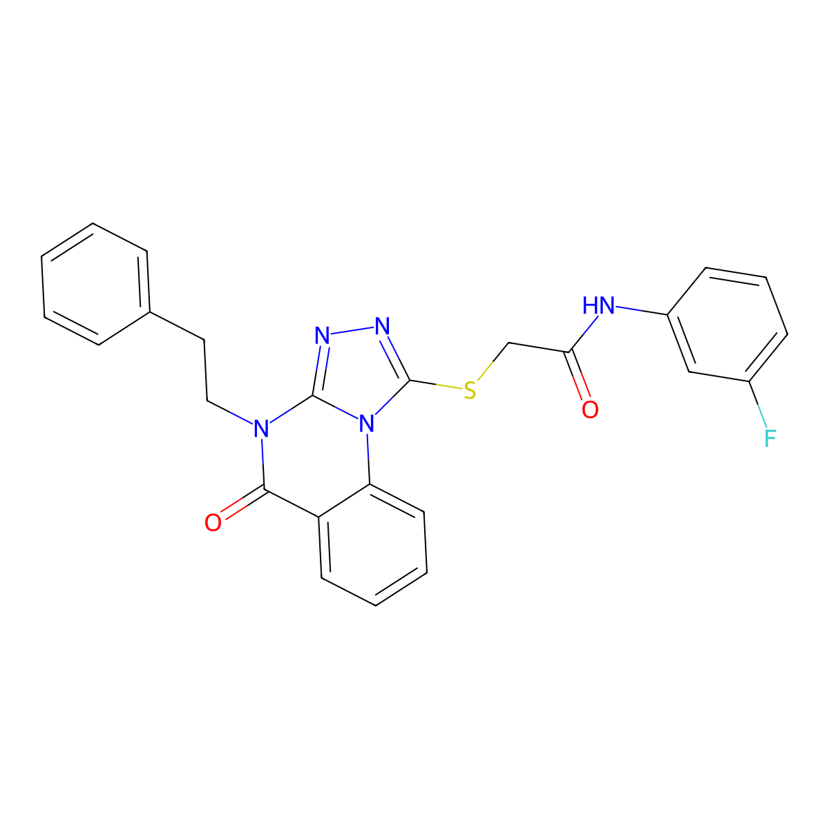 N-(3-fluorophenyl)-2-((5-oxo-4-phenethyl-4,5-dihydro-[1,2,4]triazolo[4,3-a]quinazolin-1-yl)thio)acetamide molecular structure, CAS 1111020-86-0