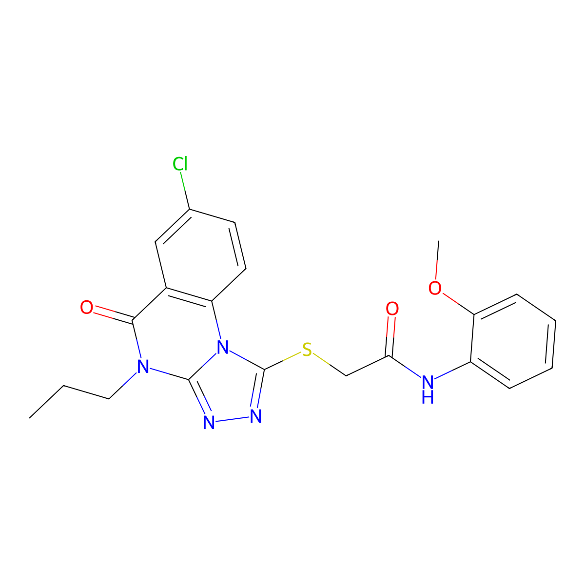 2-({7-chloro-5-oxo-4-propyl-4H,5H-[1,2,4]triazolo[4,3-a]quinazolin-1-yl}sulfanyl)-N-(2-methoxyphenyl)acetamide molecular structure, CAS 1111020-98-4