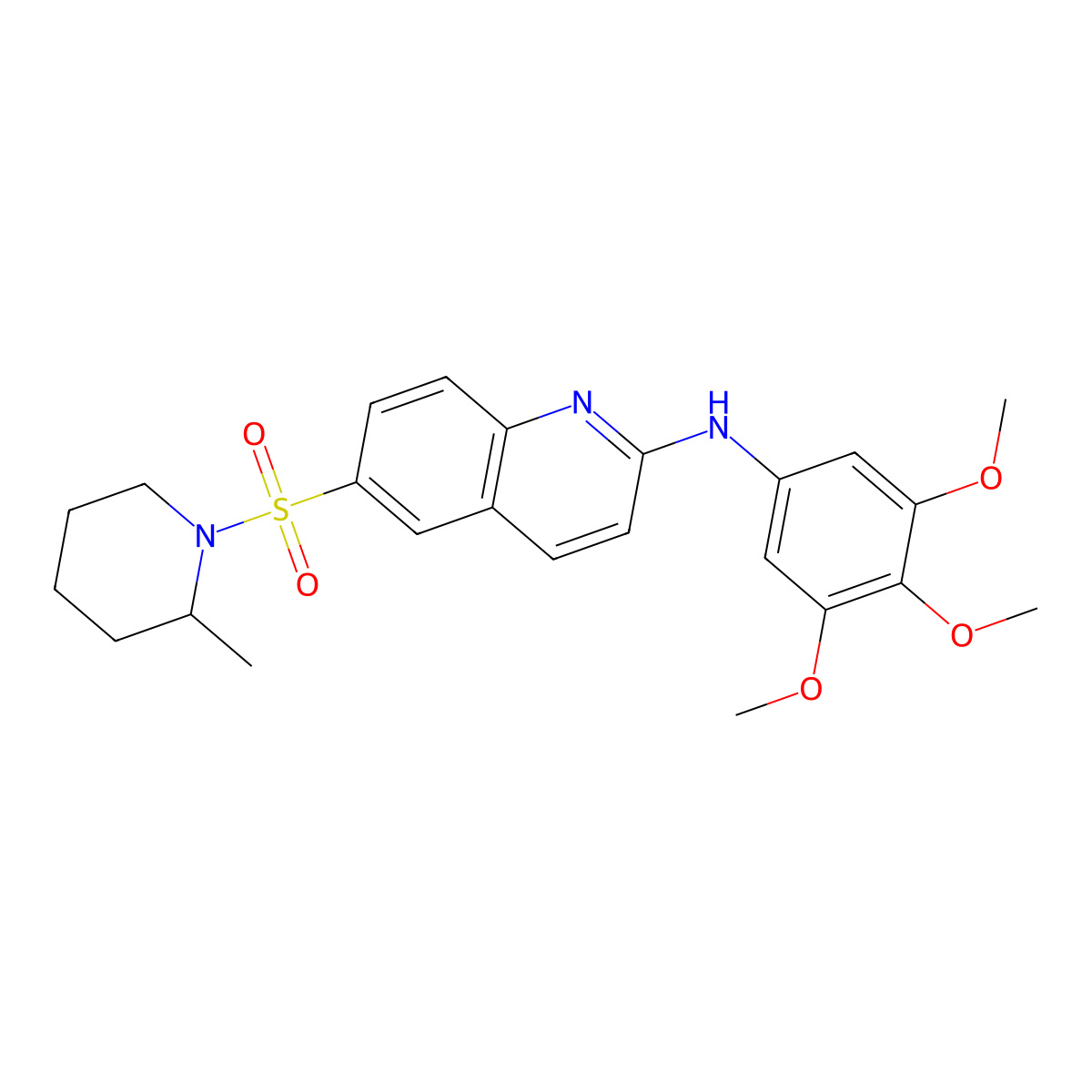 6-[(2-Methylpiperidin-1-yl)sulfonyl]-n-(3,4,5-trimethoxyphenyl)quinolin-2-amine molecular structure, CAS 1111021-58-9