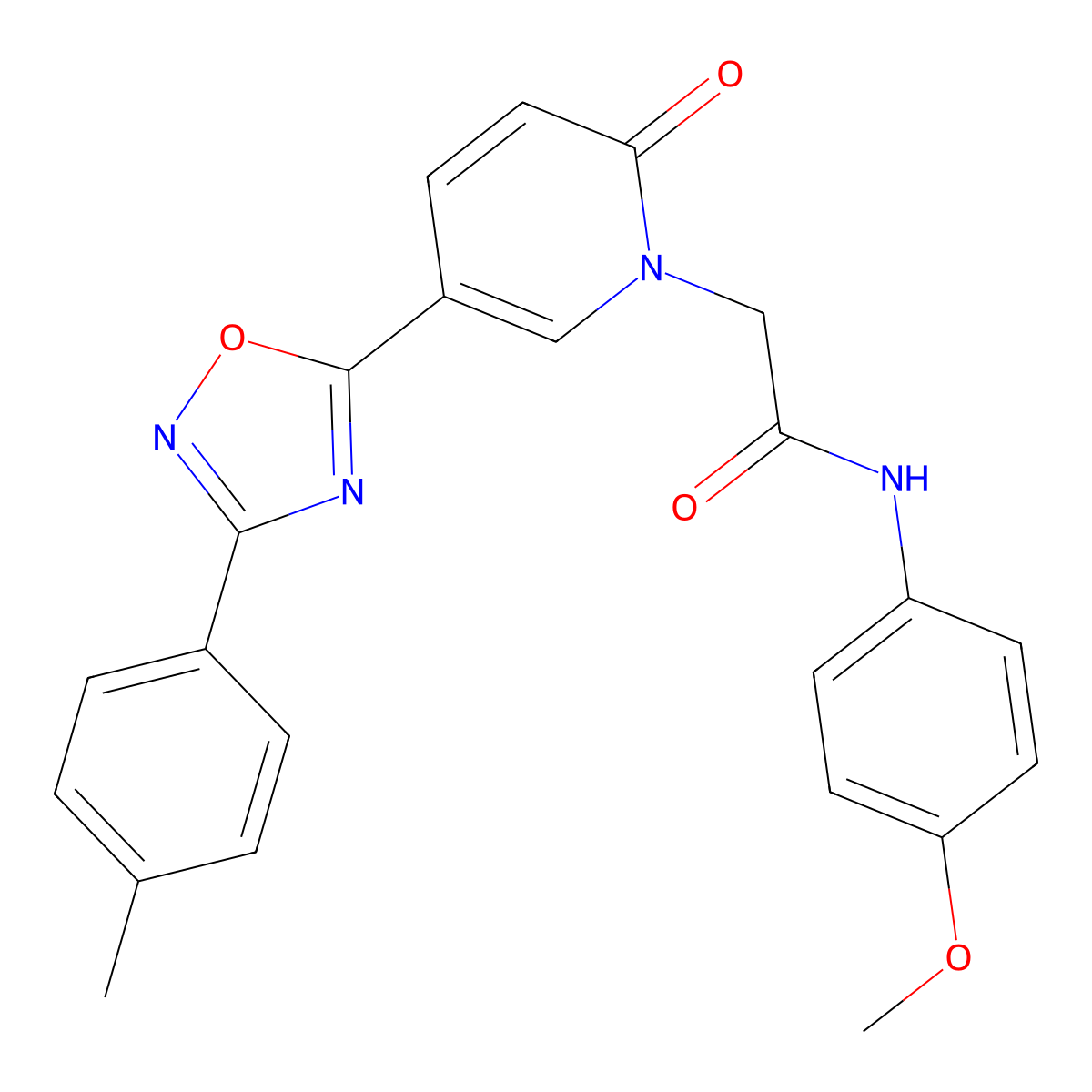 N-(4-methoxyphenyl)-2-(2-oxo-5-(3-(p-tolyl)-1,2,4-oxadiazol-5-yl)pyridin-1(2H)-yl)acetamide molecular structure, CAS 1111021-75-0