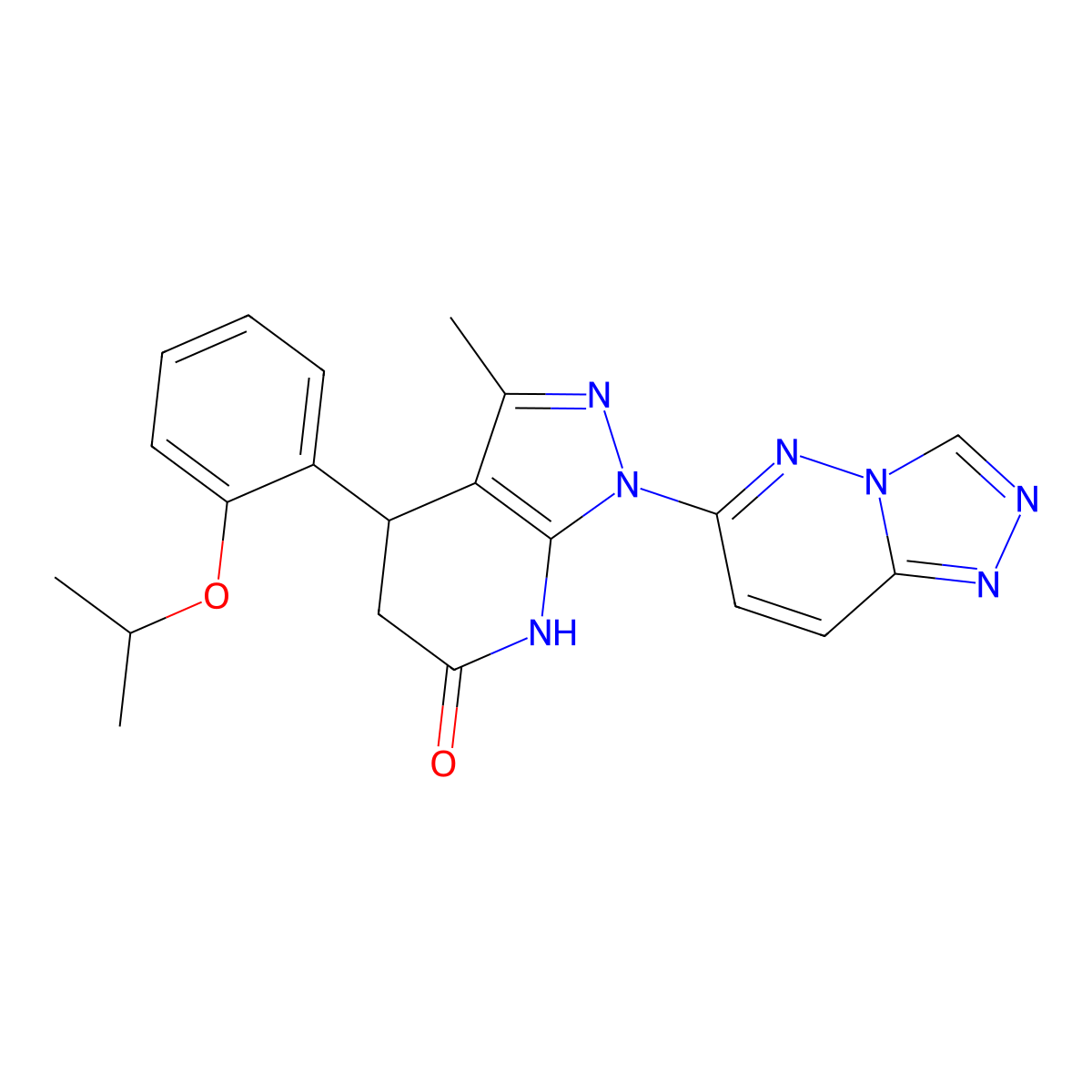 1-([1,2,4]triazolo[4,3-b]pyridazin-6-yl)-4-(2-isopropoxyphenyl)-3-methyl-4,5-dihydro-1H-pyrazolo[3,4-b]pyridin-6(7H)-one molecular structure, CAS 1111022-13-9