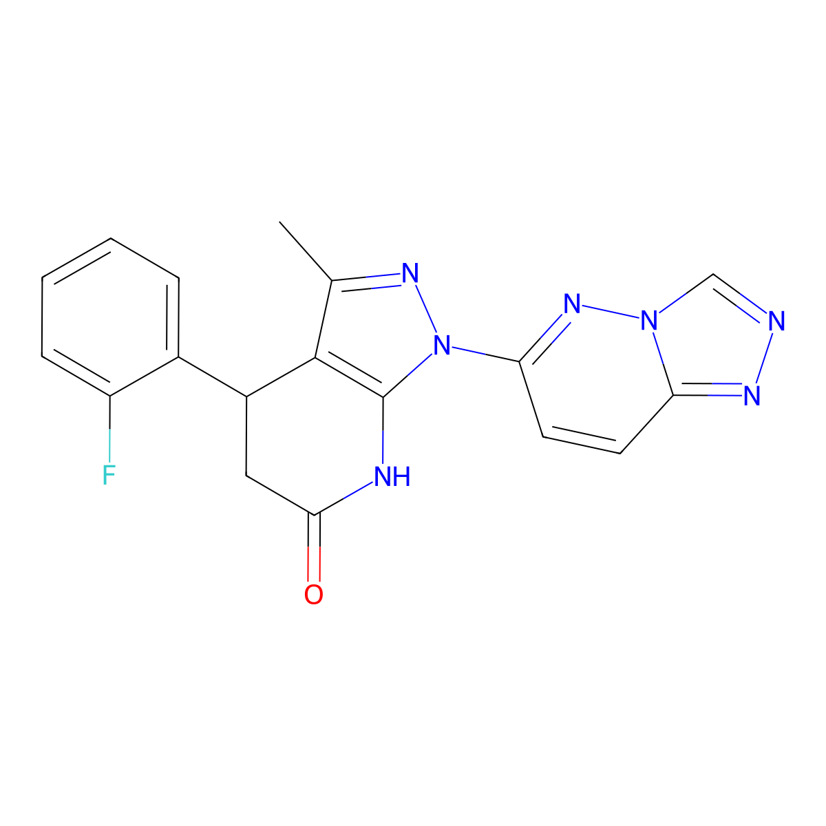 1-([1,2,4]triazolo[4,3-b]pyridazin-6-yl)-4-(2-fluorophenyl)-3-methyl-4,5-dihydro-1H-pyrazolo[3,4-b]pyridin-6(7H)-one molecular structure, CAS 1111022-17-3